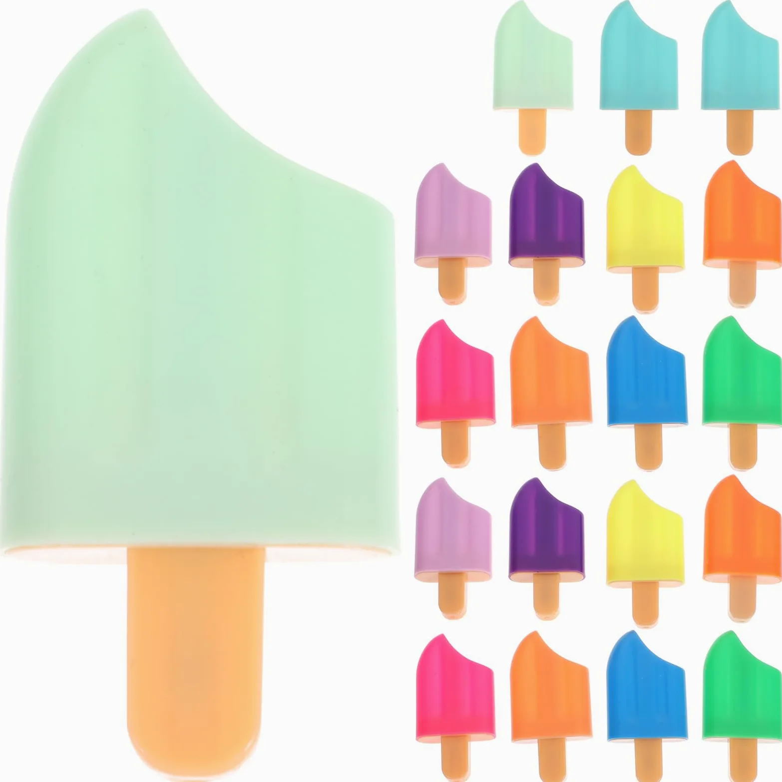 20 pezzi Evidenziatori Colorati Ice Pop Portatili Penne Liquide Mini con Design Creativo Forma di Ghiacciolo per Scuola e Ufficio Punta Cuneo per Scrittura Scorrevole e Copertura
