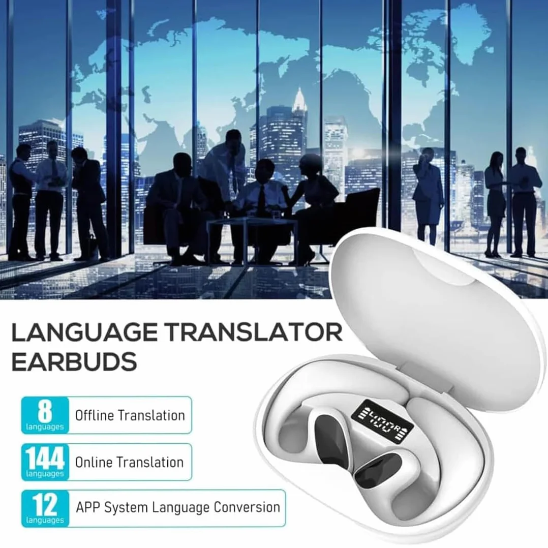 Meacode Ai Translation Earbuds, Meacode Traduttore 144 Lingue, Funzione Offline, Cancellazione, Auricolari Traduttore Simultaneo Ideali per Viaggi/Affari/Apprendimento (Black)