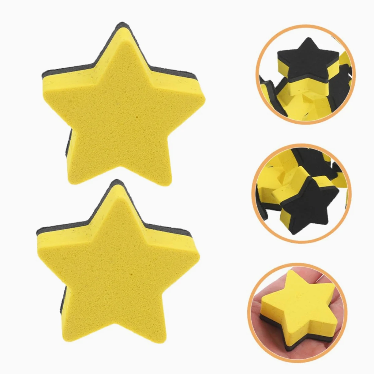 ARTIBETTER 4 Set Gomma Pentagramma Alunno Lavagna Bianca Cancellabile A Secco Magnetico Pulire Gomme Cancellabili A Secco Per La Classe Gomme Di Classe Panno in Feltro Giallo 15 Pezzi * 4