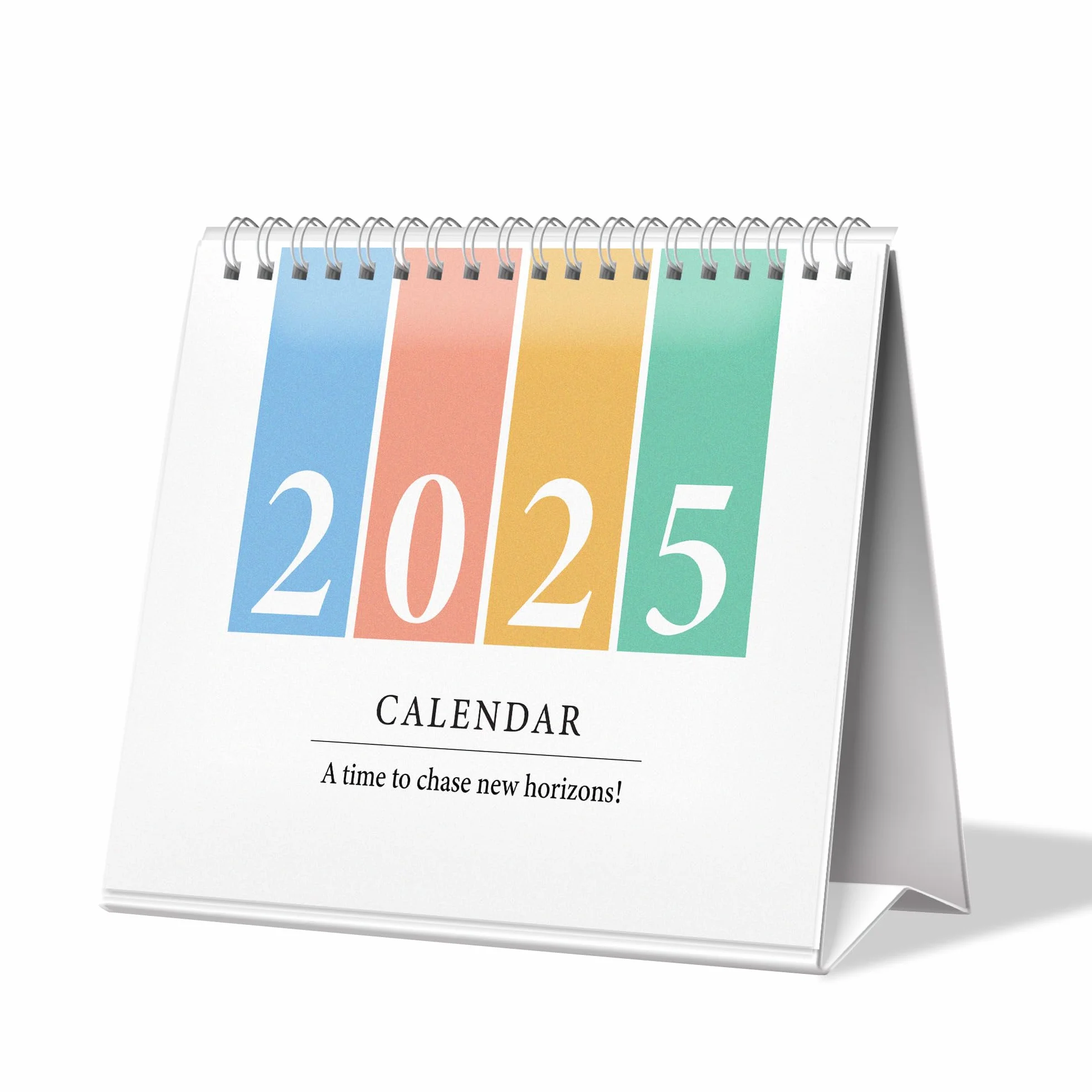 Papboo Calendario da scrivania estetico 2025, 12 mesi, con lista delle cose da fare e foglio adesivo, include sezione note 220 g/m², spirale bianca, 15,2 x 20,3 cm (Colorwheel)