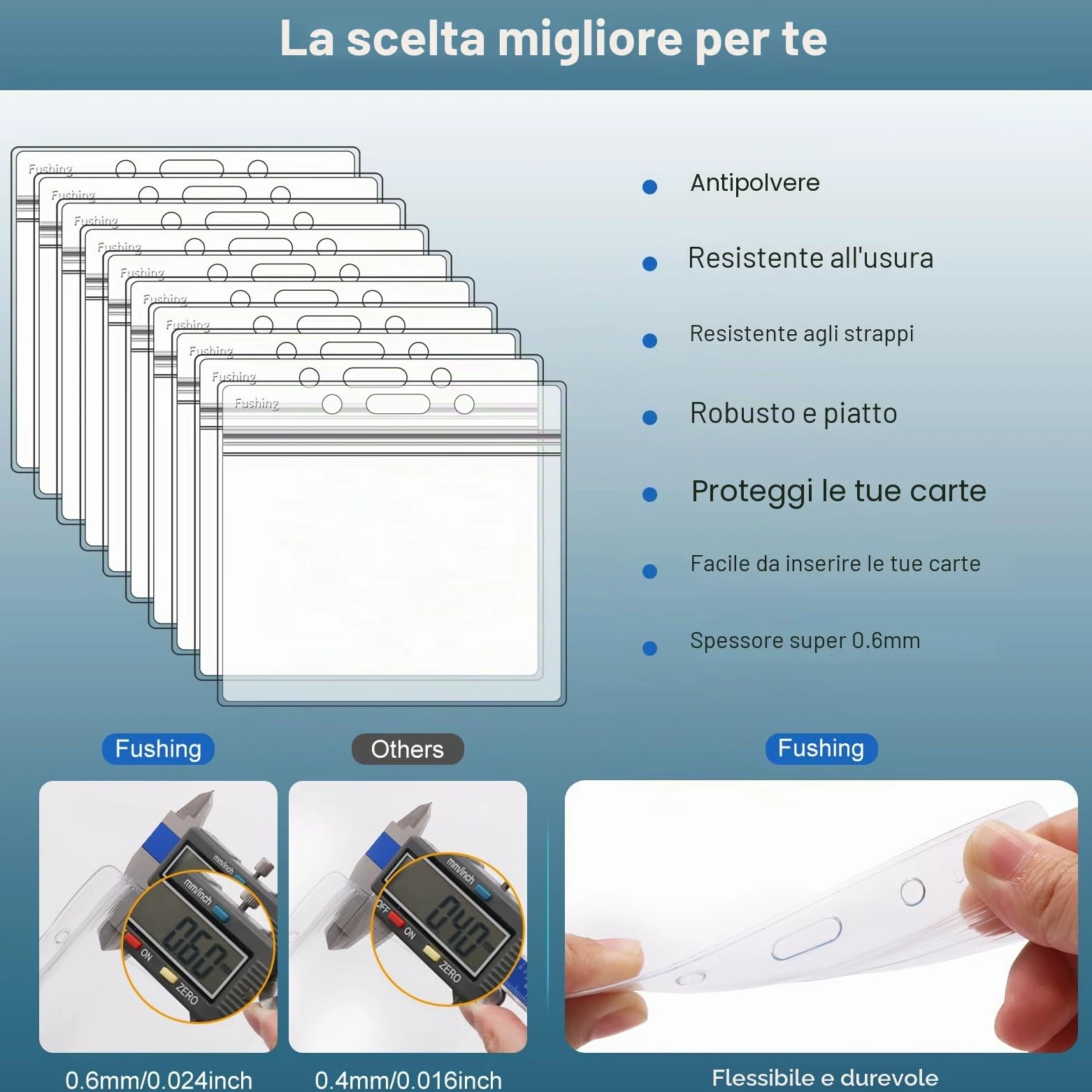 Fushing - Portabadge identificativo orizzontali in plastica trasparente da 7,6 x 10,2 cm per inserti di badge con nome o etichette con nome da 7,6 x 10,2 cm (100)