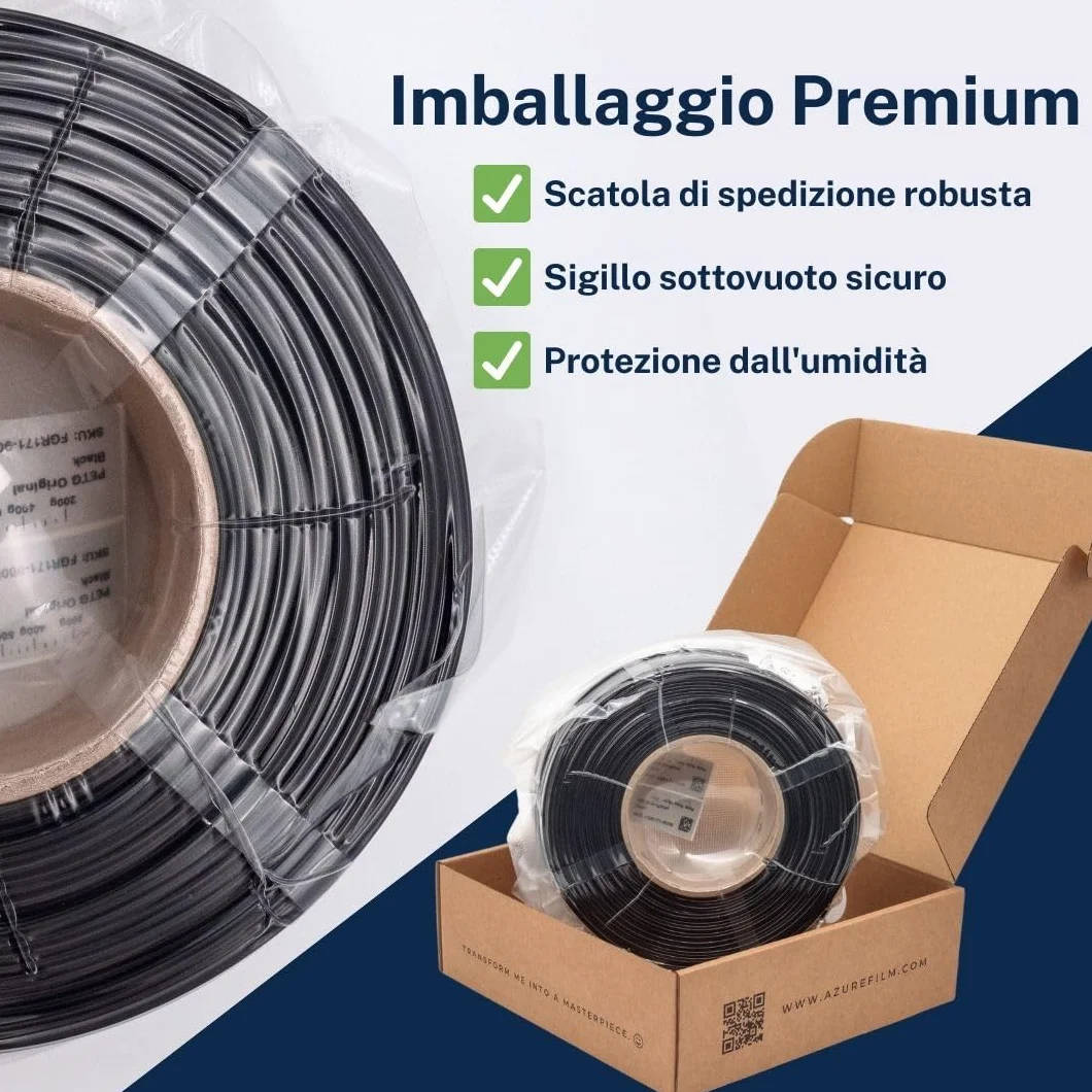 AzureFilm PETG Hyper Speed Filamento 1.75 mm 1kg Trasparente per Stampa 3D ad Alta Velocità
