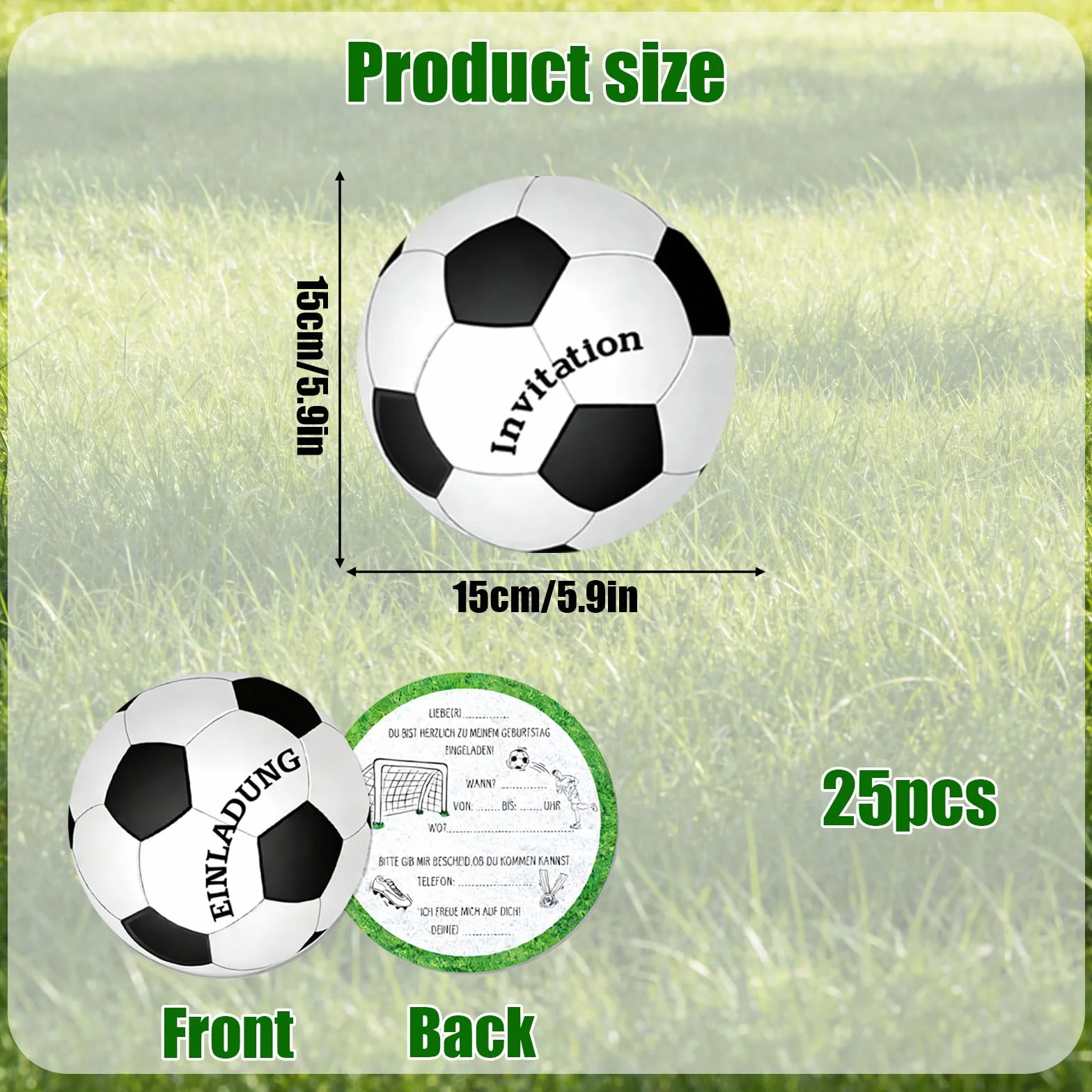 Inviti Compleanno Bambino Calcio 25 Pezzi Biglietti Invito Festa Tema Sport 15 cm