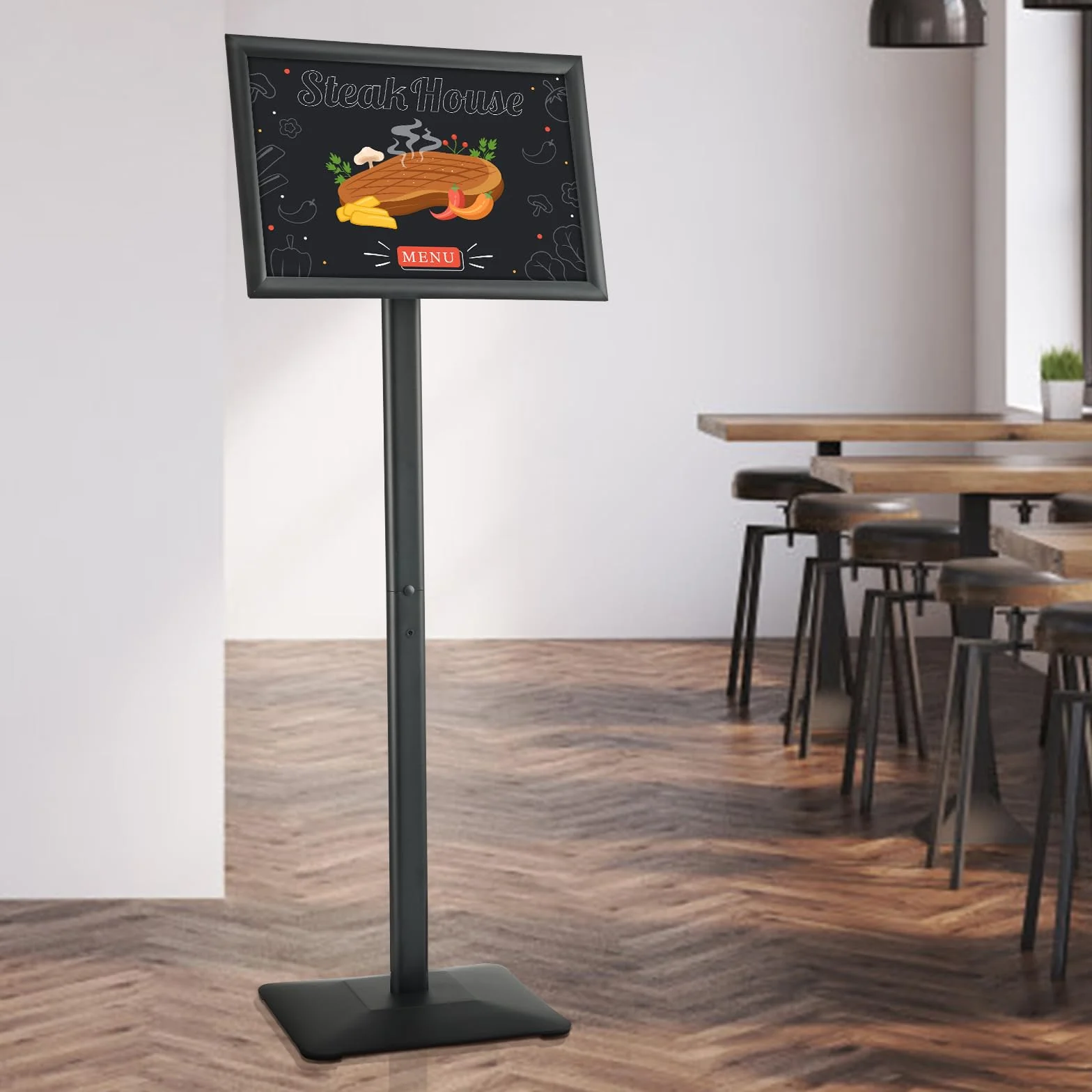 VEVOR Supporto per Insegne su Piedistallo 420 x 297 mm, Supporto per Poster Regolabile, Piedistallo Porta Insegne in Alluminio PVC da Pavimento per Eventi Matrimonio Festa Conferenza Interno Esterno