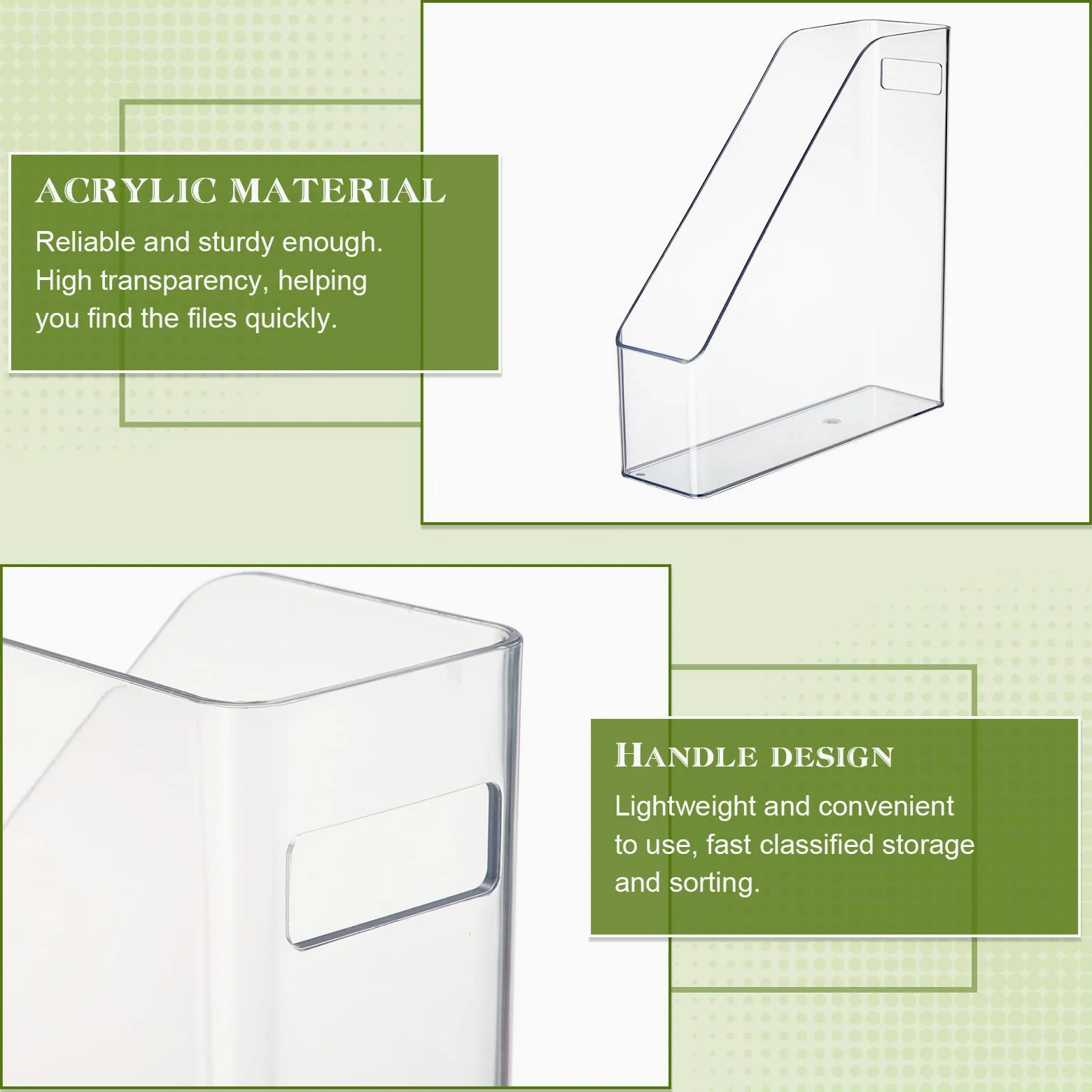 20 portariviste in plastica trasparente con manico, organizer verticale per riviste, documenti, per casa, ufficio, scuola, lavoro, studio, forniture per scrivania