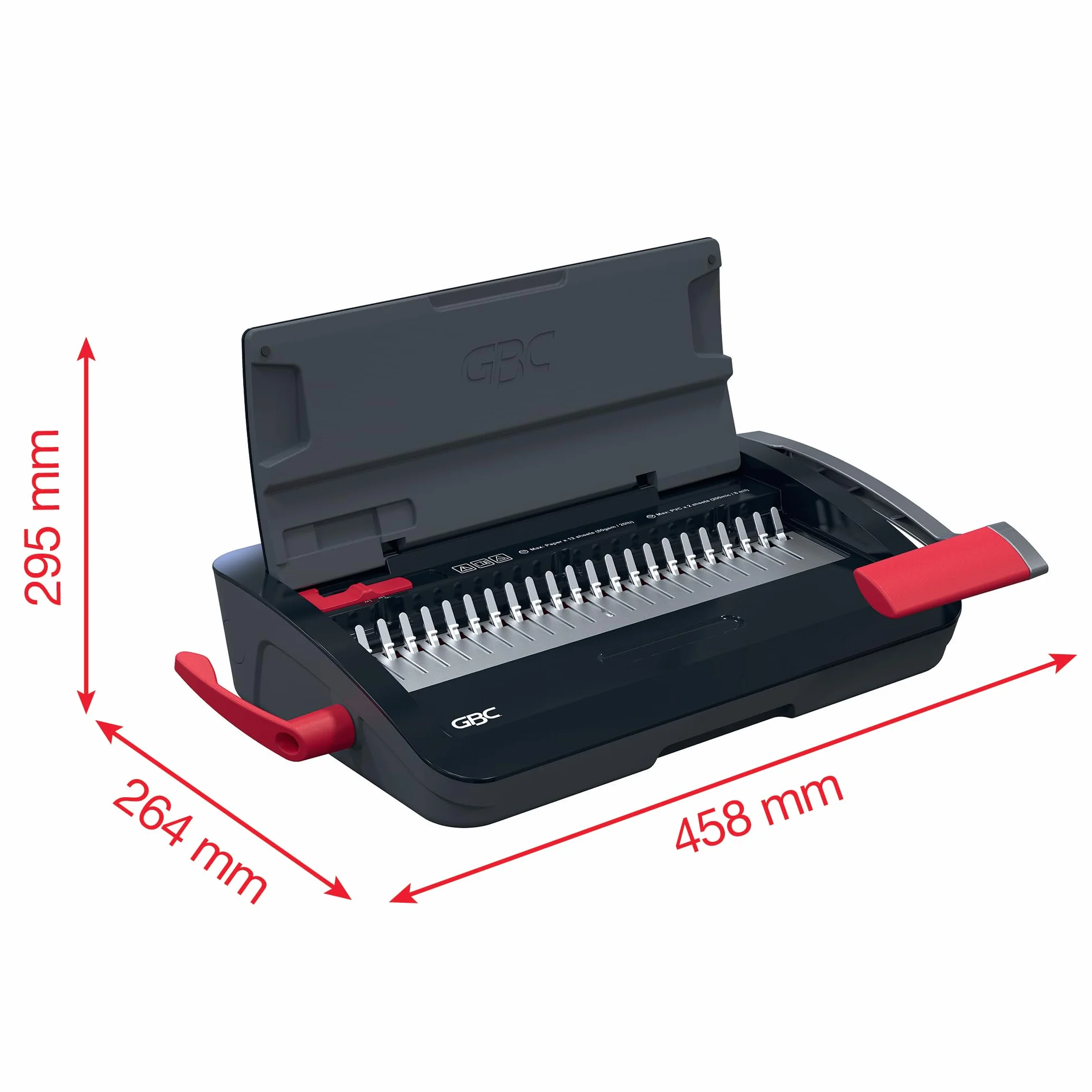 GBC CombBind CB12 Rilegatrice Manuale - Rilega 165 fogli A5/A4, design compatto e leggero, perfora 12 fogli, nero/argento, 4410060