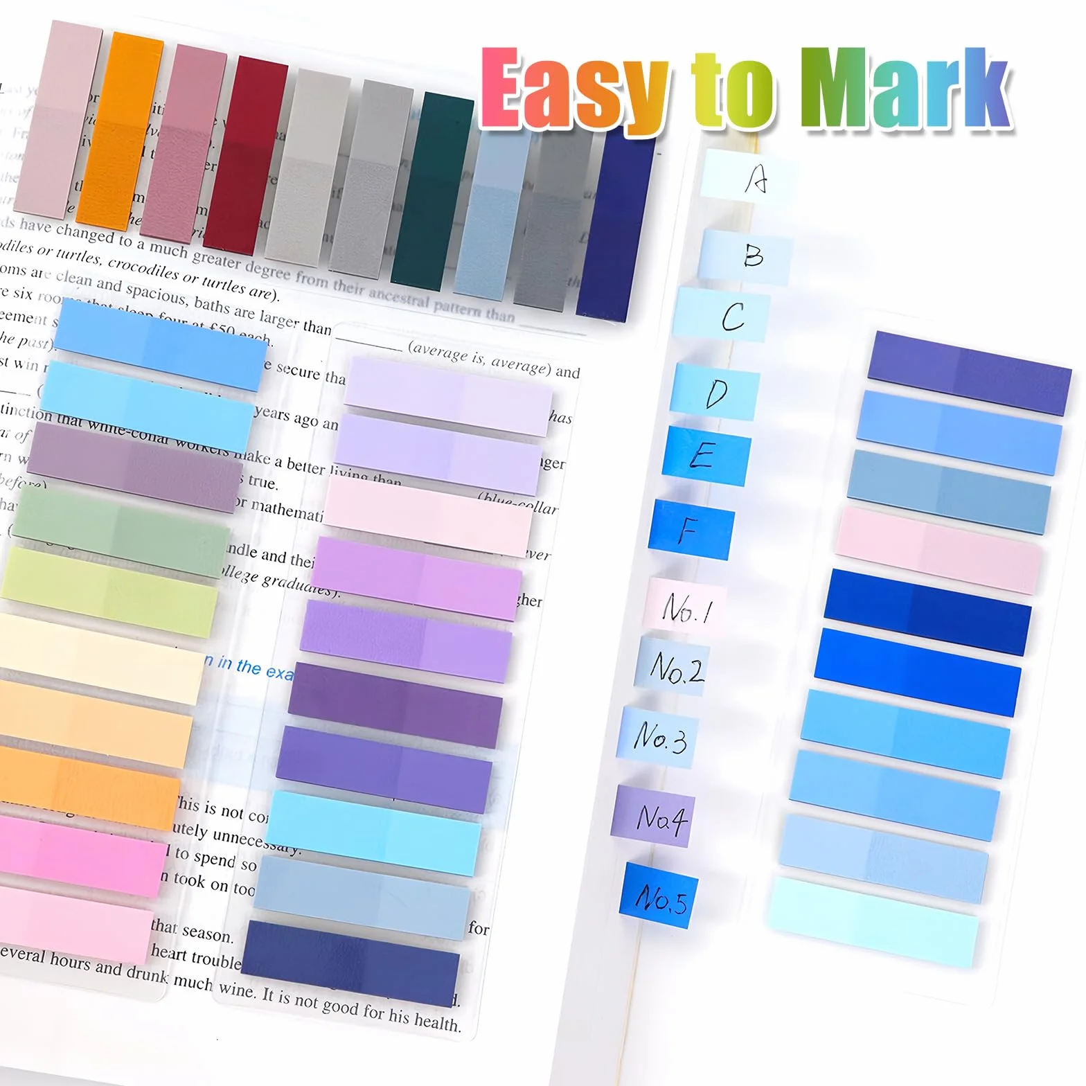 Segnapagina Adesivi Colorati 2400 Pezzi, Adesive Scrivibili Sticky Notes per File Classificabili