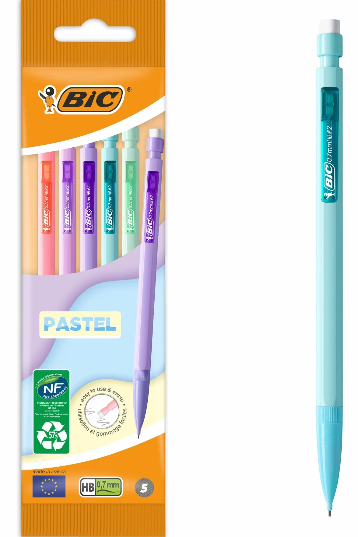 BIC MATIC® Bustina 5 portamine corpo pastello 0,7 HB