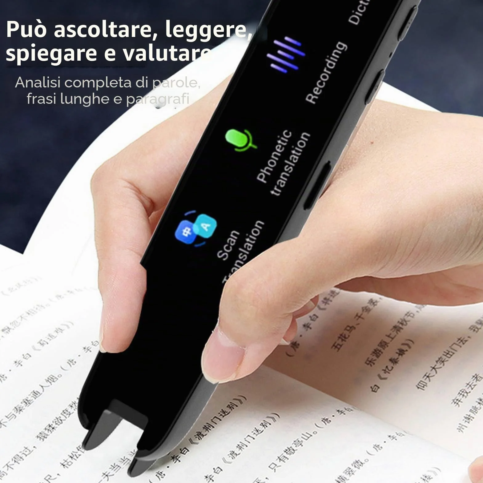 Penna traduttore, penna da lettura per dislessia, dispositivo di lettura da testo a vocale, lettore digitale di penna in 117 lingue, scanner per studenti, adulti, viaggiatori, affari