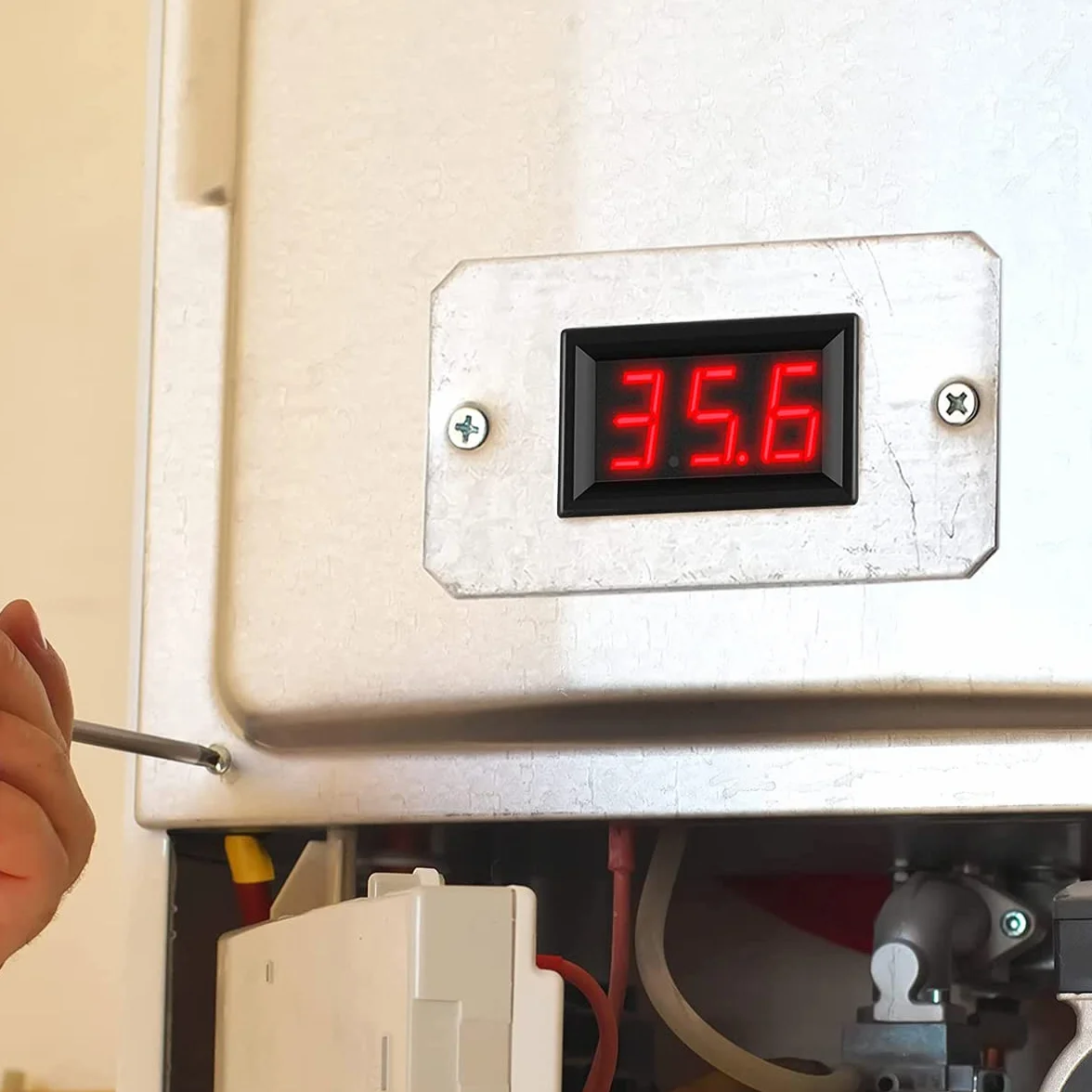 Greluma Termometro Digitale LED 0.56 Pollici 12V -50~110°C Sonda NTC Impermeabile Rosso