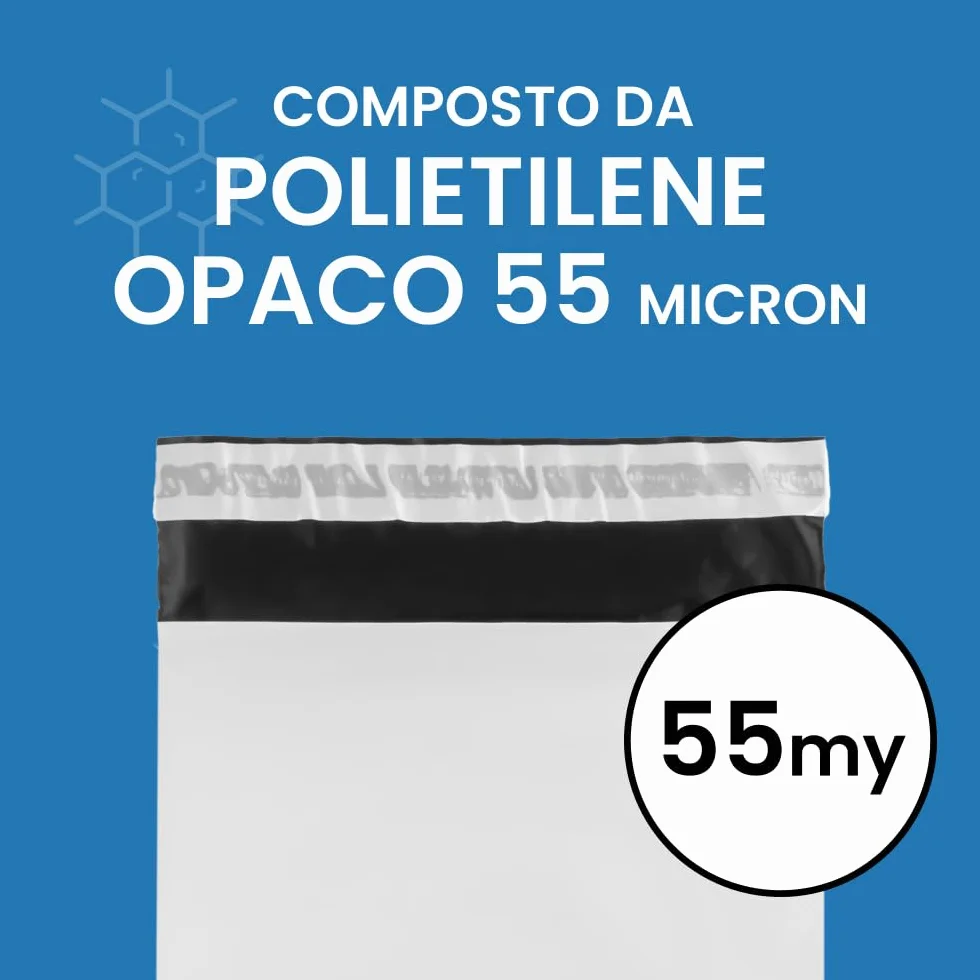IMBALLAGGI 2000-100 Buste per Spedizioni 350x450+50mm COEX Impermeabile Antistrappo Anti Umidità Bianco Opaco
