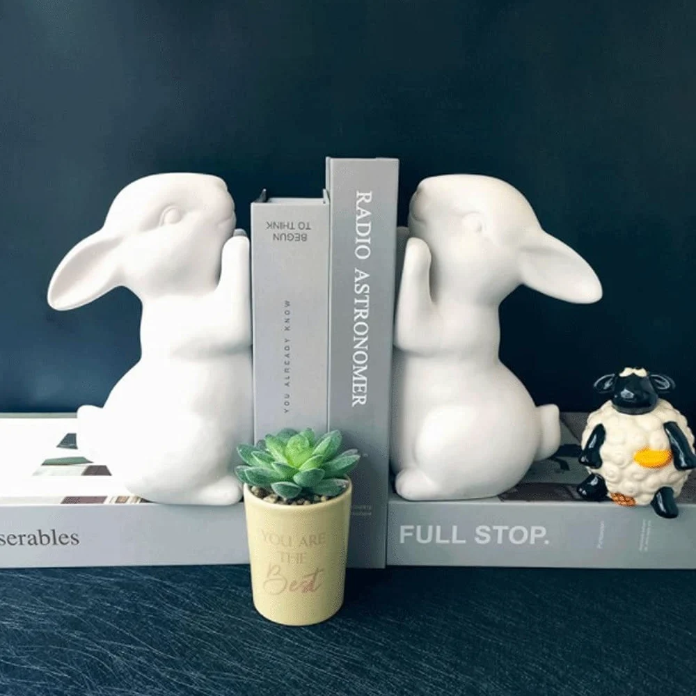 Reggi Libri, Fermalibri Fermalibri semplici carini in ceramica creativa Coniglio Moda naturale Regali decorativi in stile nordico fresco Ufficio Casa Scrivania