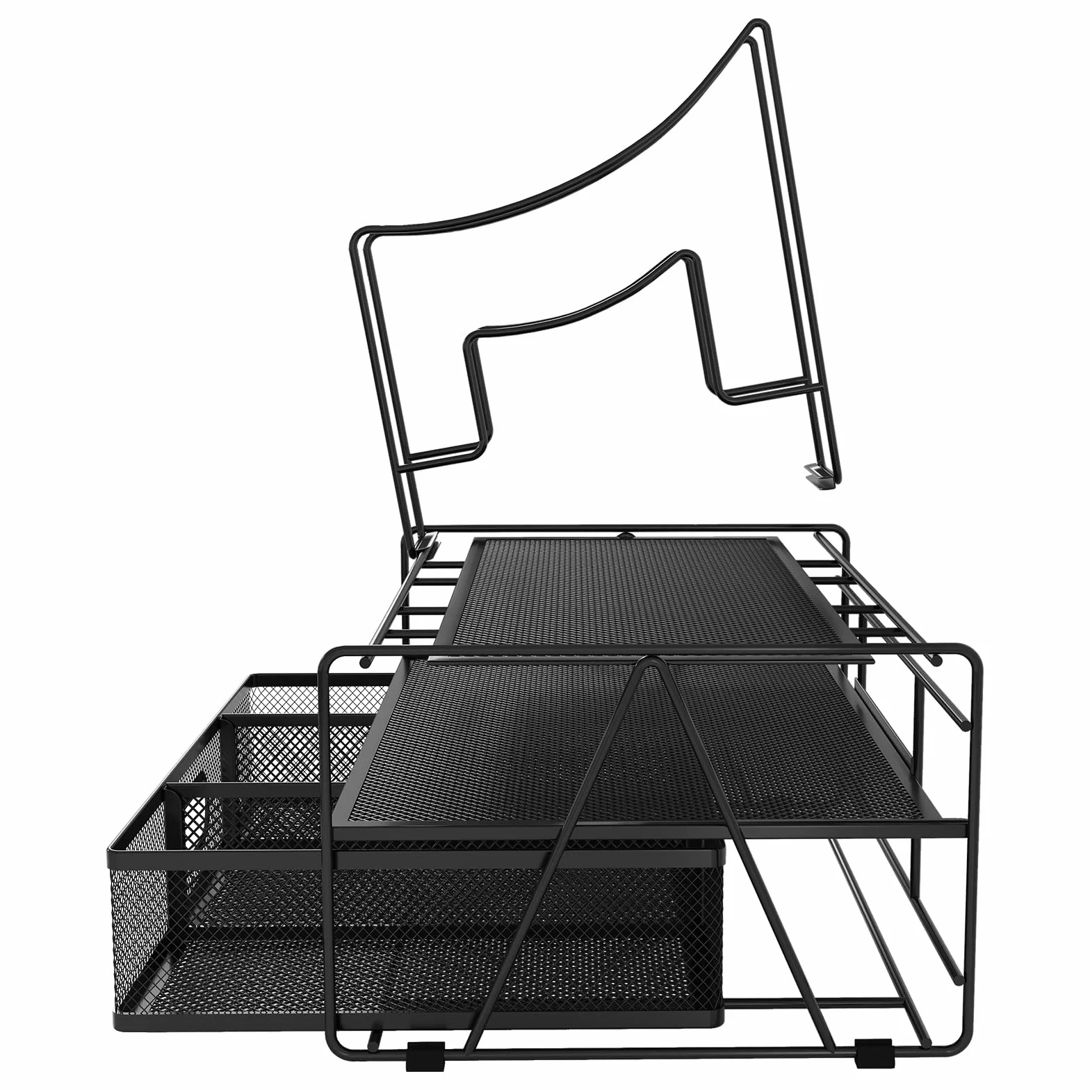 Generic - Vassoio portadocumenti multifunzione in rete per ufficio, formato A4, con 5 scomparti verticali Nero