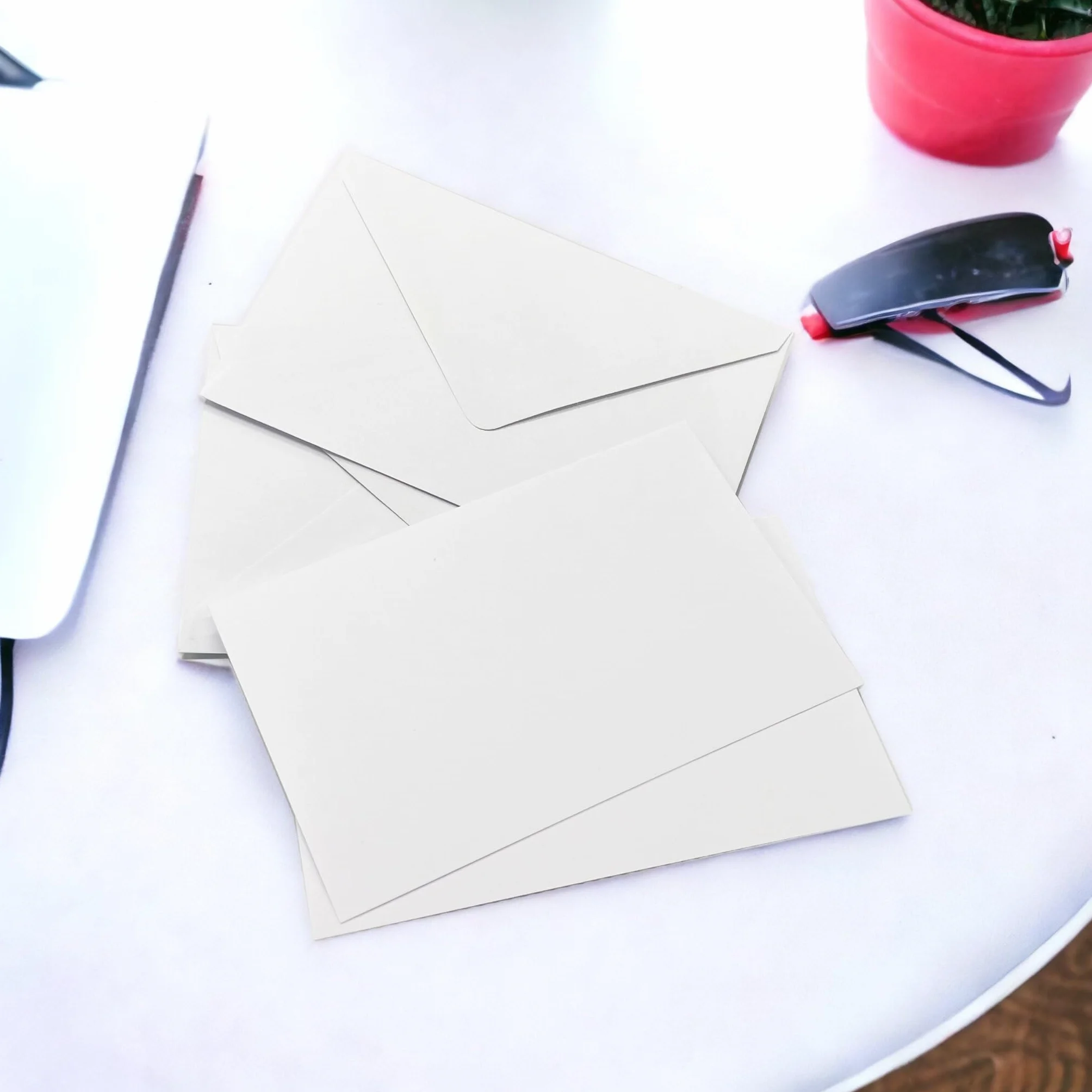 ARKRAFT Biglietti e buste 11x7 cm Set da 100, 50 buste + 50 biglietti Bianco