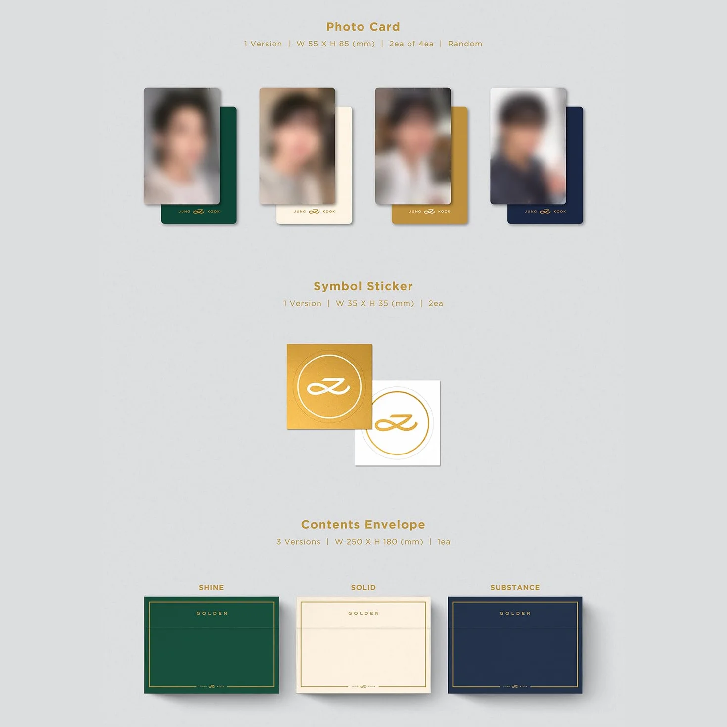 JUNGKOOK GOLDEN SHINE Ver. Book Case Photo Book CD Post Card Poster Photo Card Sticker Set