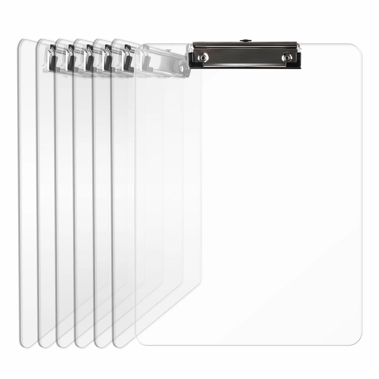 Set di 6 portablocco in plastica trasparente, 8,5 x 11 cm, per aule, studenti, bambini, formato lettera A4, portablocco trasparente, dimensioni 22,9 x 31,8 cm, con clip a basso profilo,