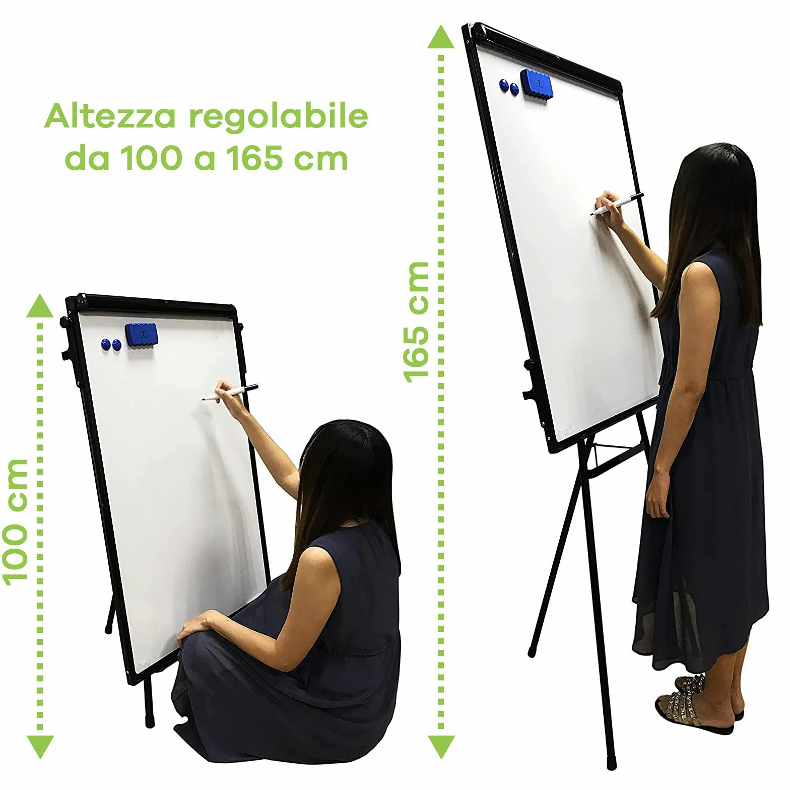 Techly 100754 Lavagna Magnetica Flipchart Fogli Mobili 60x90 cm Altezza Regolabile