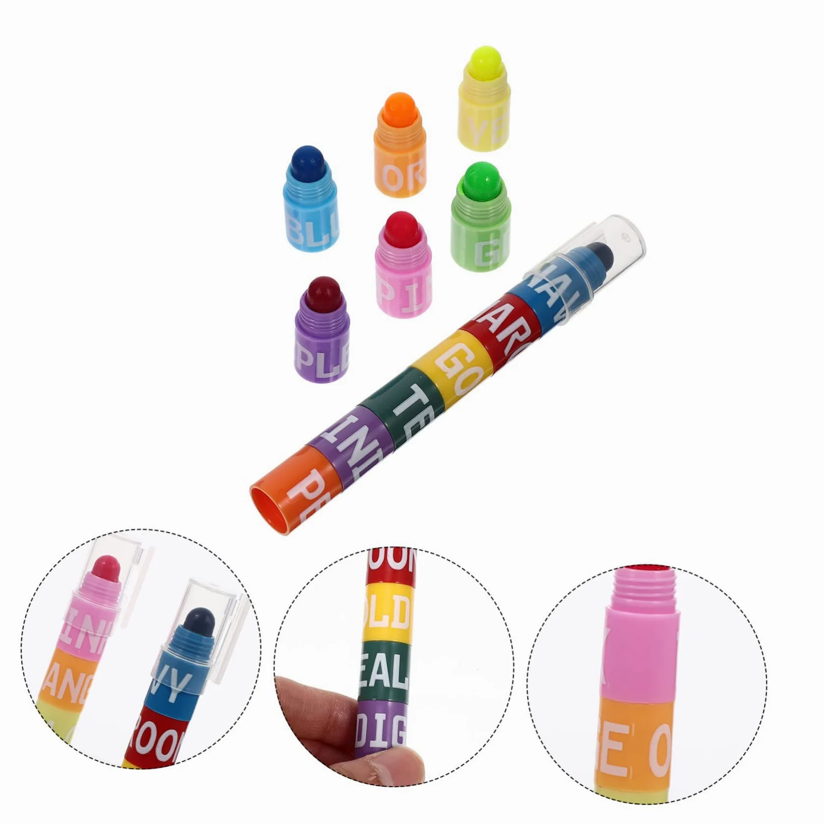 Gatuida 6 Set Evidenziatori Colorati per Studenti Penne Fluorescenti Creative con Design Splicing per Annotare Disegnare e Scolastico Portatili e Facili Usare