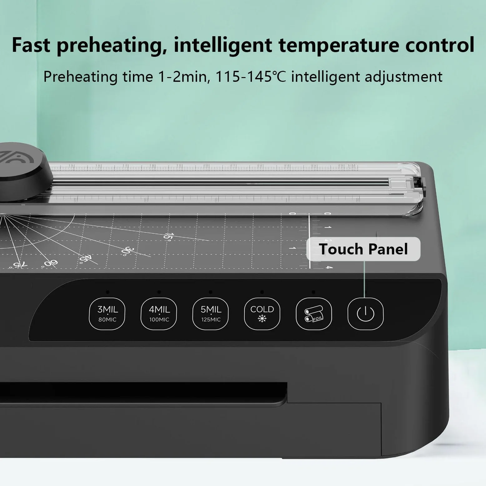 Plastificatrice A4, con Pulsante ABS One Touch, Pulsanti Touch All'avanguardia, velocità 320 Mm/min, Compatibile con Formati A4 a 3 Pollici, Accessori Plastificatrice (Spina