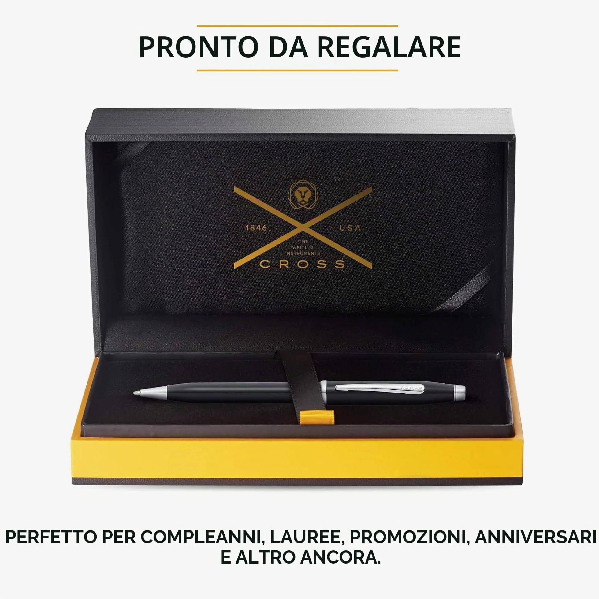 CROSS Century II - Penna a sfera con finitura cromata e laccata nera