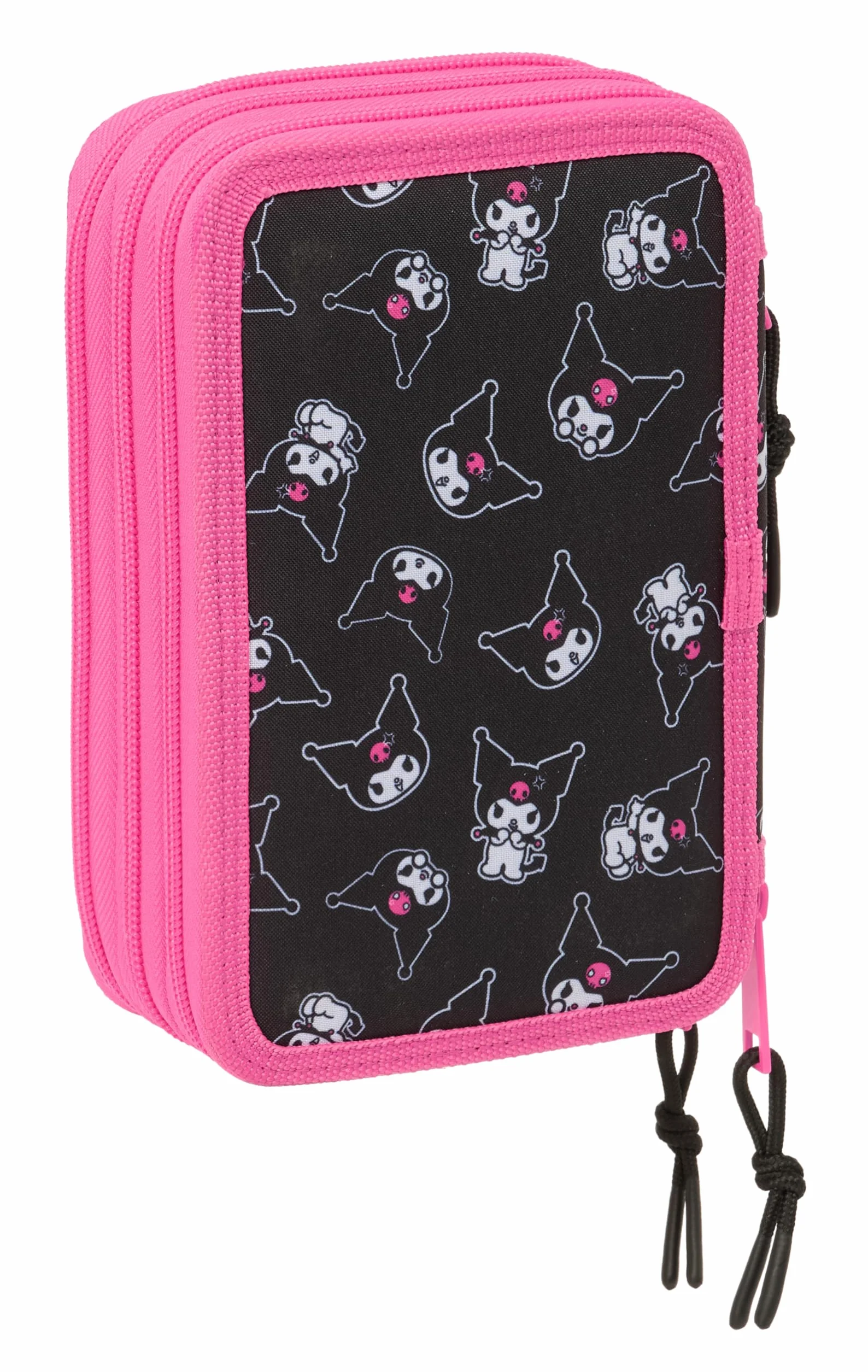 safta KUROMI - Astuccio scolastico con 37 utili inclusi, astuccio per bambini, ideale per bambini dai 5 ai 14 anni, comodo e versatile, qualità e resistenza, 12,5 x 5,5 x 19,5 cm, nero/fucsia, M