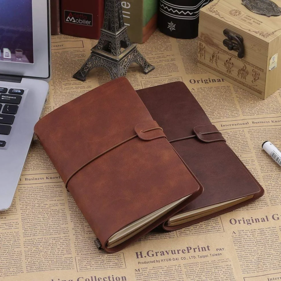 quaderno in Pelle, Diario Portatile for Studenti, Scuola, cancelleria, Scrittura, Viaggi d'Affari, diario, Agenda, Fai da Te, Regalo di Compleanno(Brown)