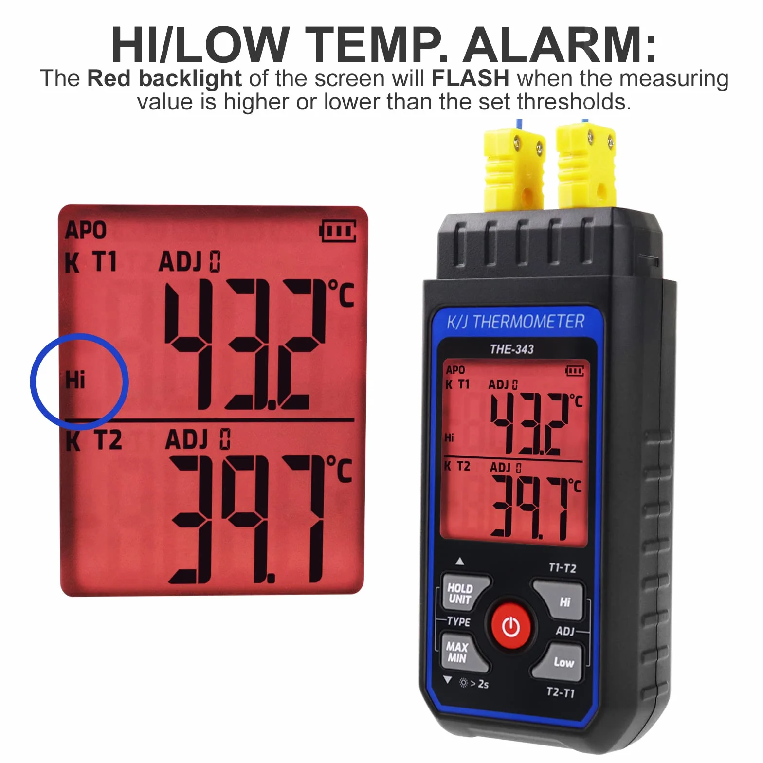 Termometro a Termocoppia Digitale Tipo K 4 Canali -200~1372℃ HVAC Doppio Canale Misuratore Temperatura
