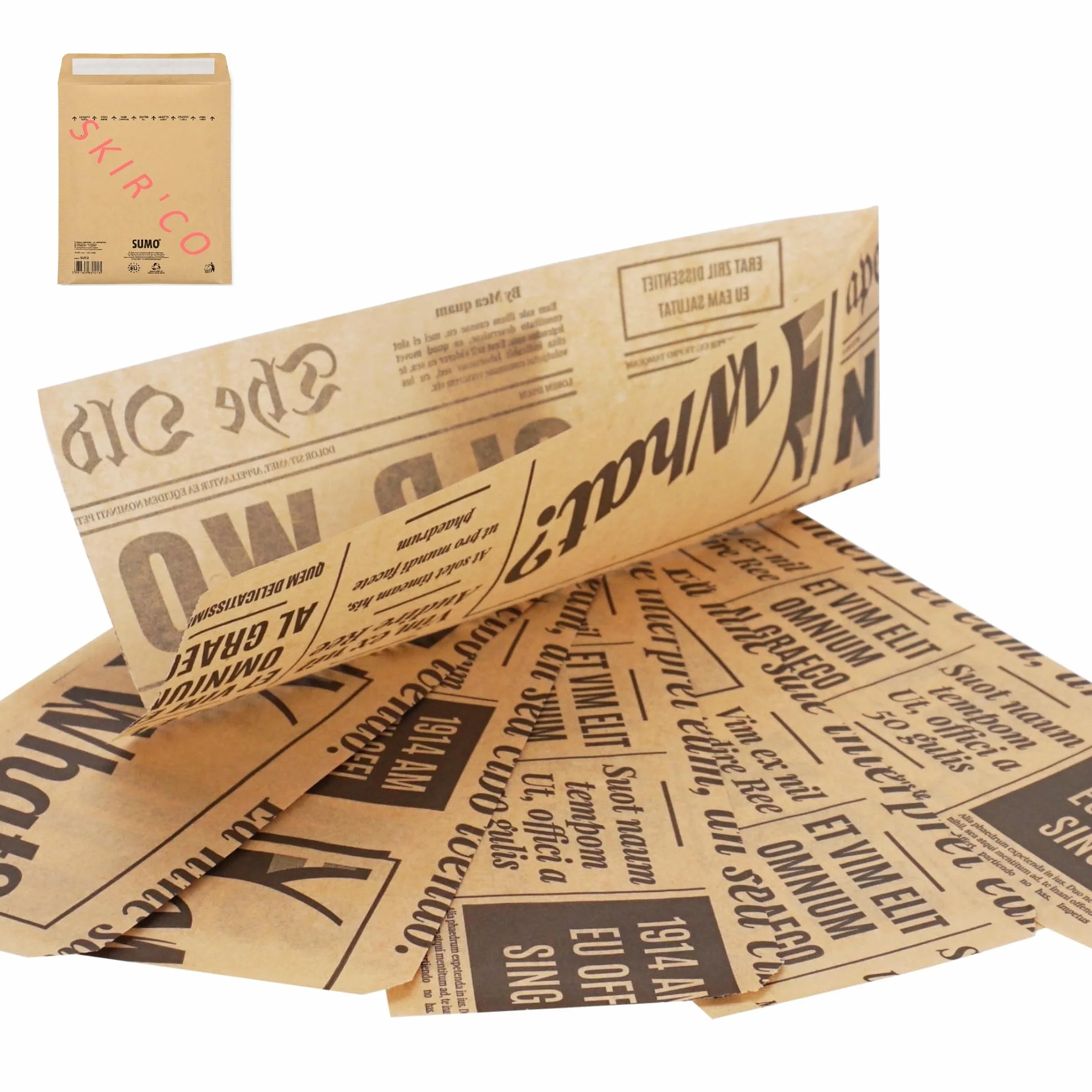 SKIR'CO Sacchetti di Carta Per Imballaggio Alimentare 7 x 21 cm Antigrasso 1000 pz