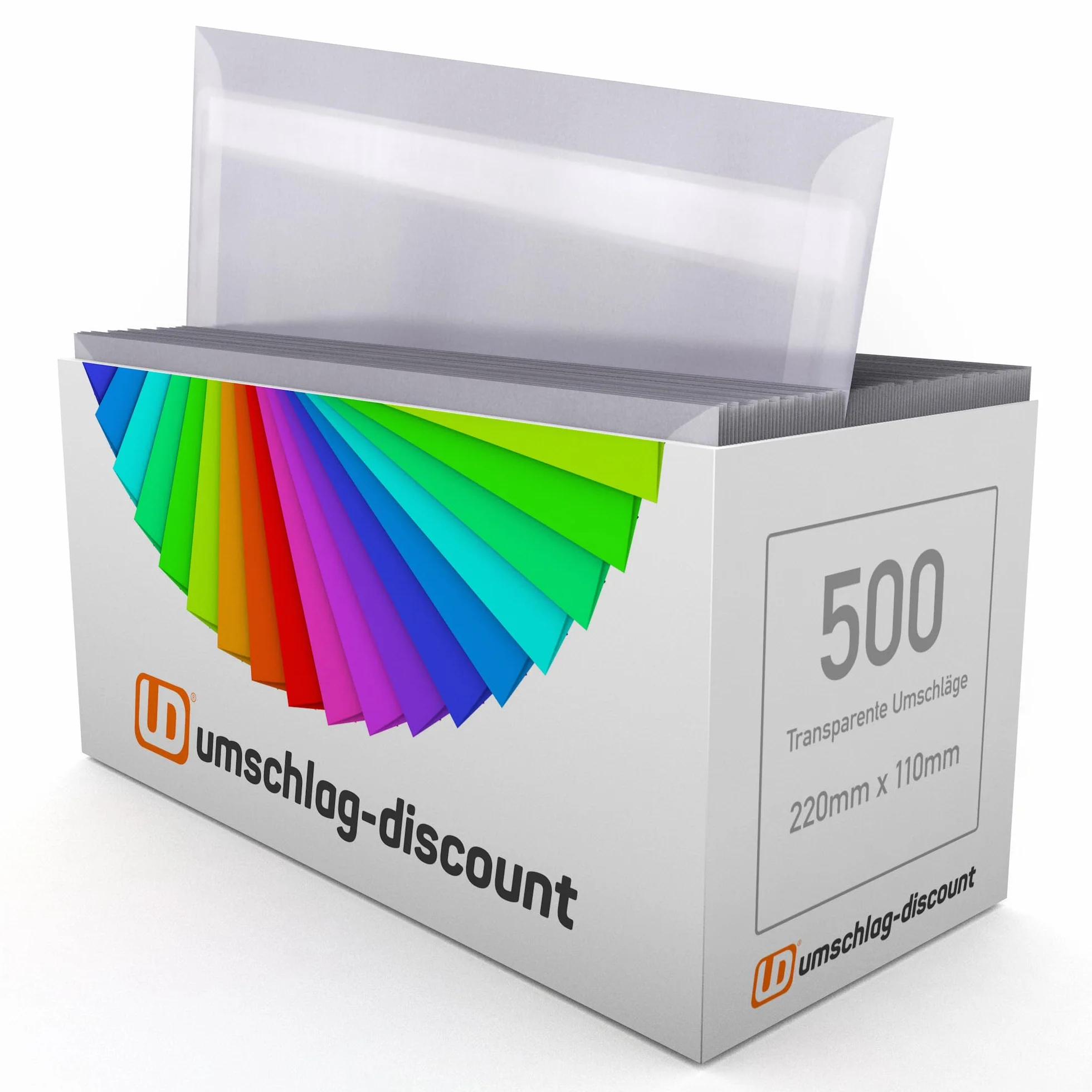 umschlag-discount – buste lettere trasparenti in carta di pergamina per lettere informative, buoni, inviti & Co - 500 buste autoadesive con le dimensioni 220 x 110 mm (DIN lungo)
