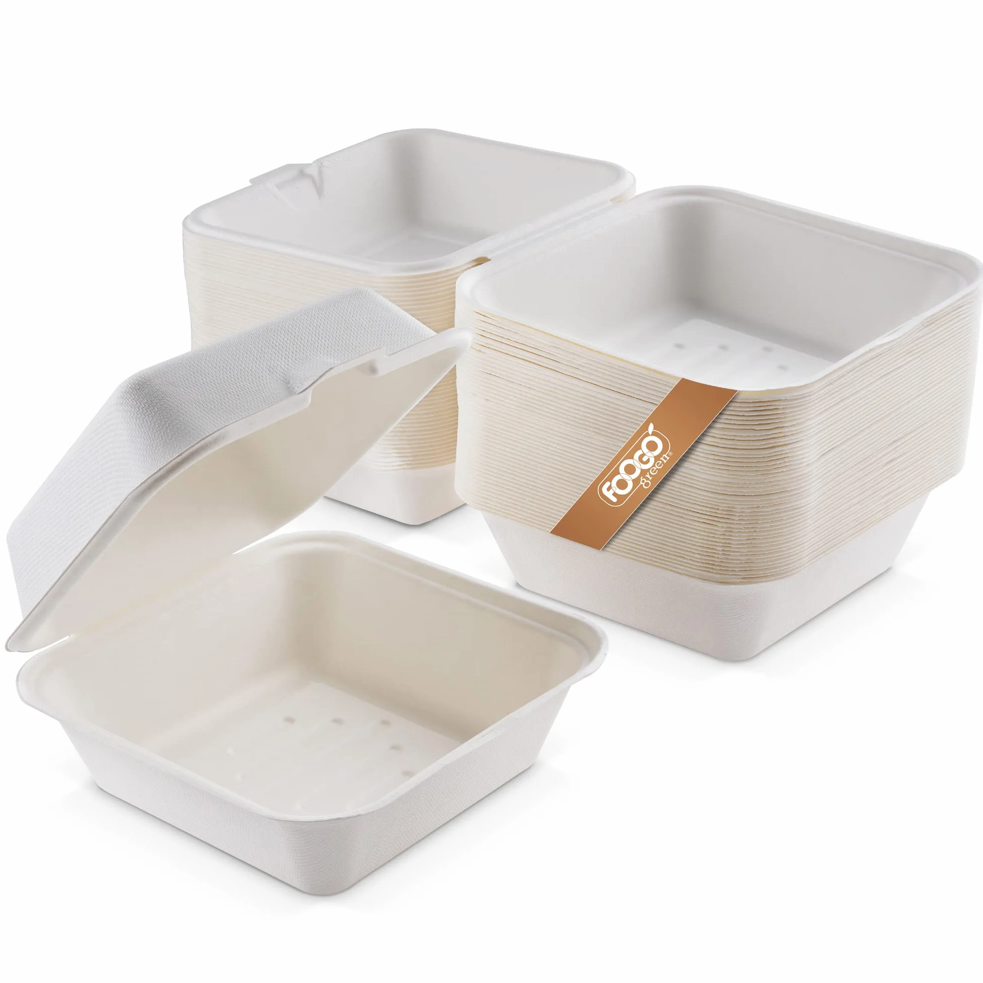 FOOGO Green 50 scatole per hamburger 15,2 cm 480 ml compostabili usa e getta