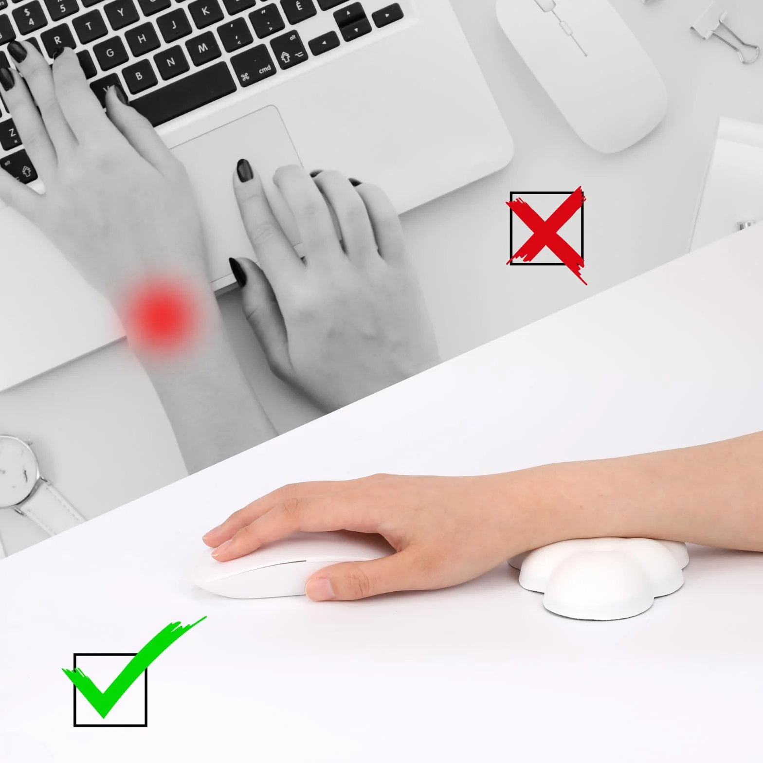 KALIONE Poggiapolsi per Mouse a Nuvola, Supporto per Polso Antiscivolo per Computer Desktop e Ufficio