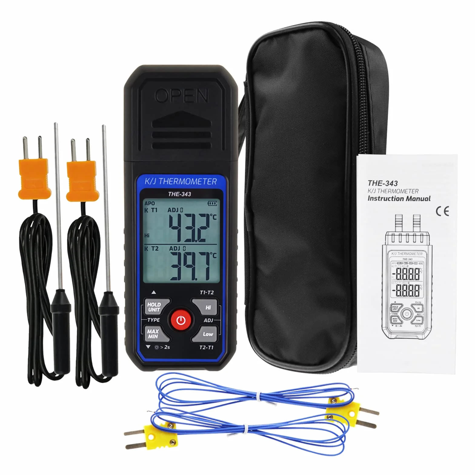 Termometro a Termocoppia Digitale Tipo K 4 Canali -200~1372℃ HVAC Doppio Canale Misuratore Temperatura