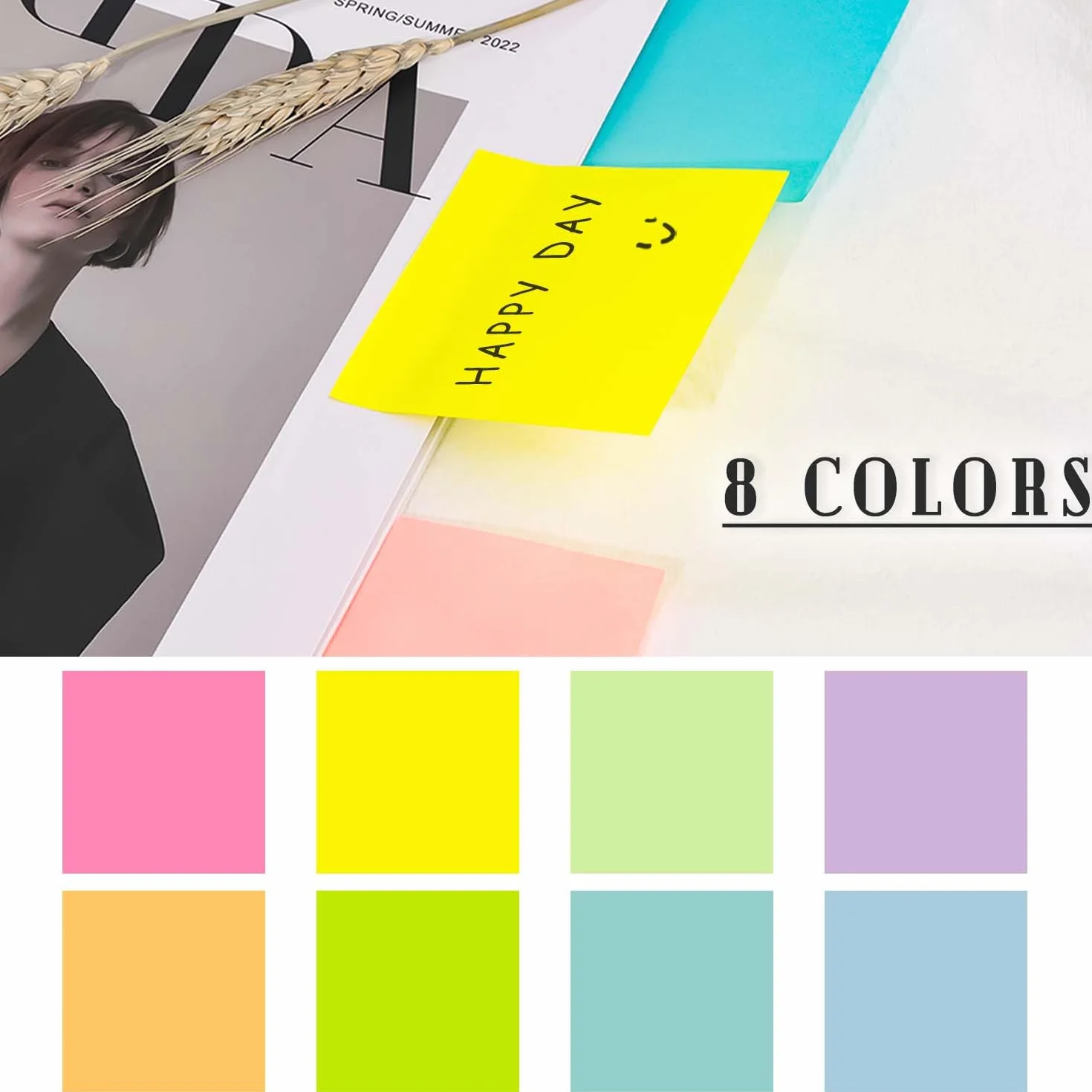 AiTodos® 800 Foglietti Adesivi, 8 Libri 100 Fogli, 8 Colori per Scuola Casa Ufficio