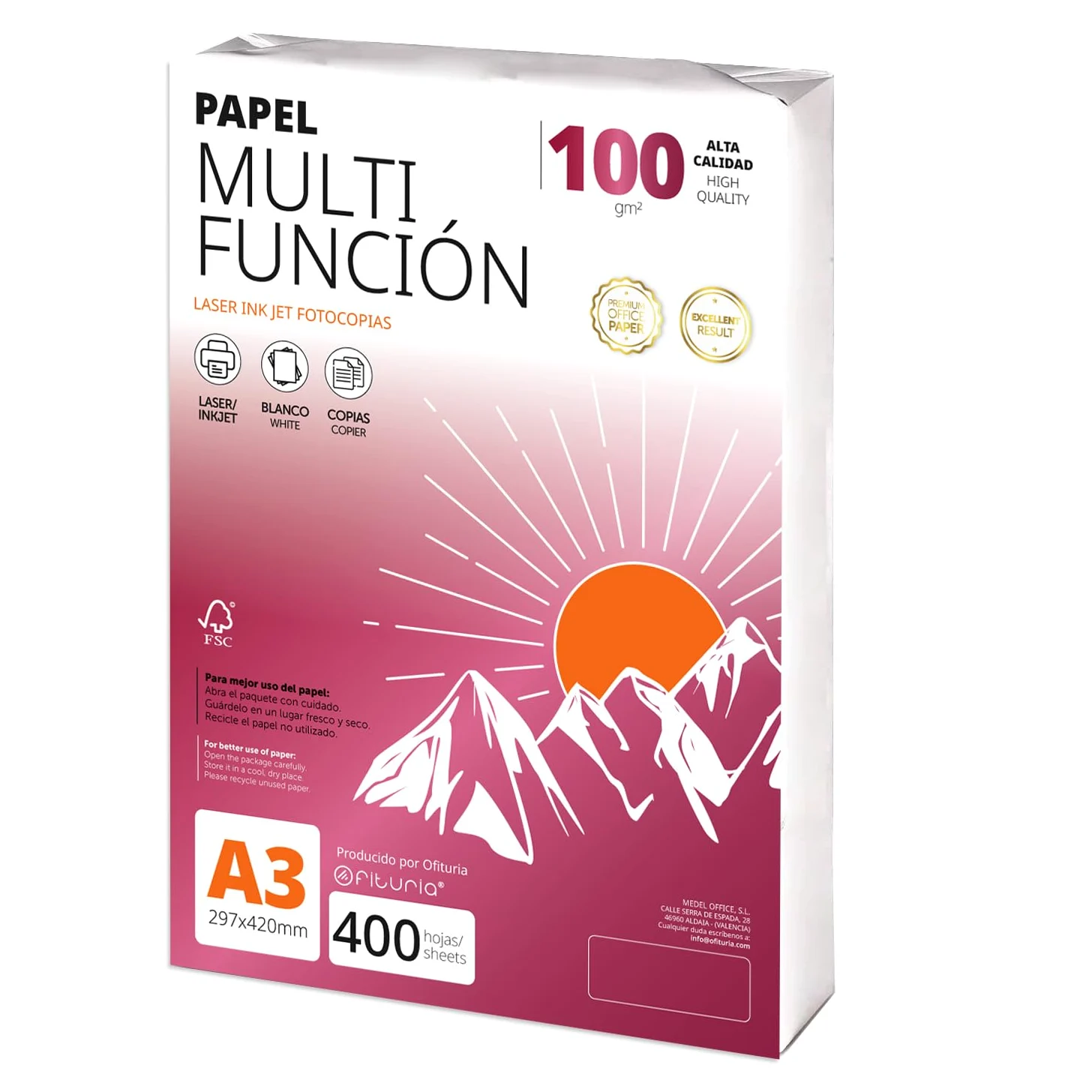 Fogli A3 100g 400 fogli, Carta Multiuso Stampante, Fogli per Progetti, Illustrazione, Lettering, Progetti Creativi Professionali, Carta A3 per Ufficio, Materiale Scolastico - Ofituria (100g, 400fogli)