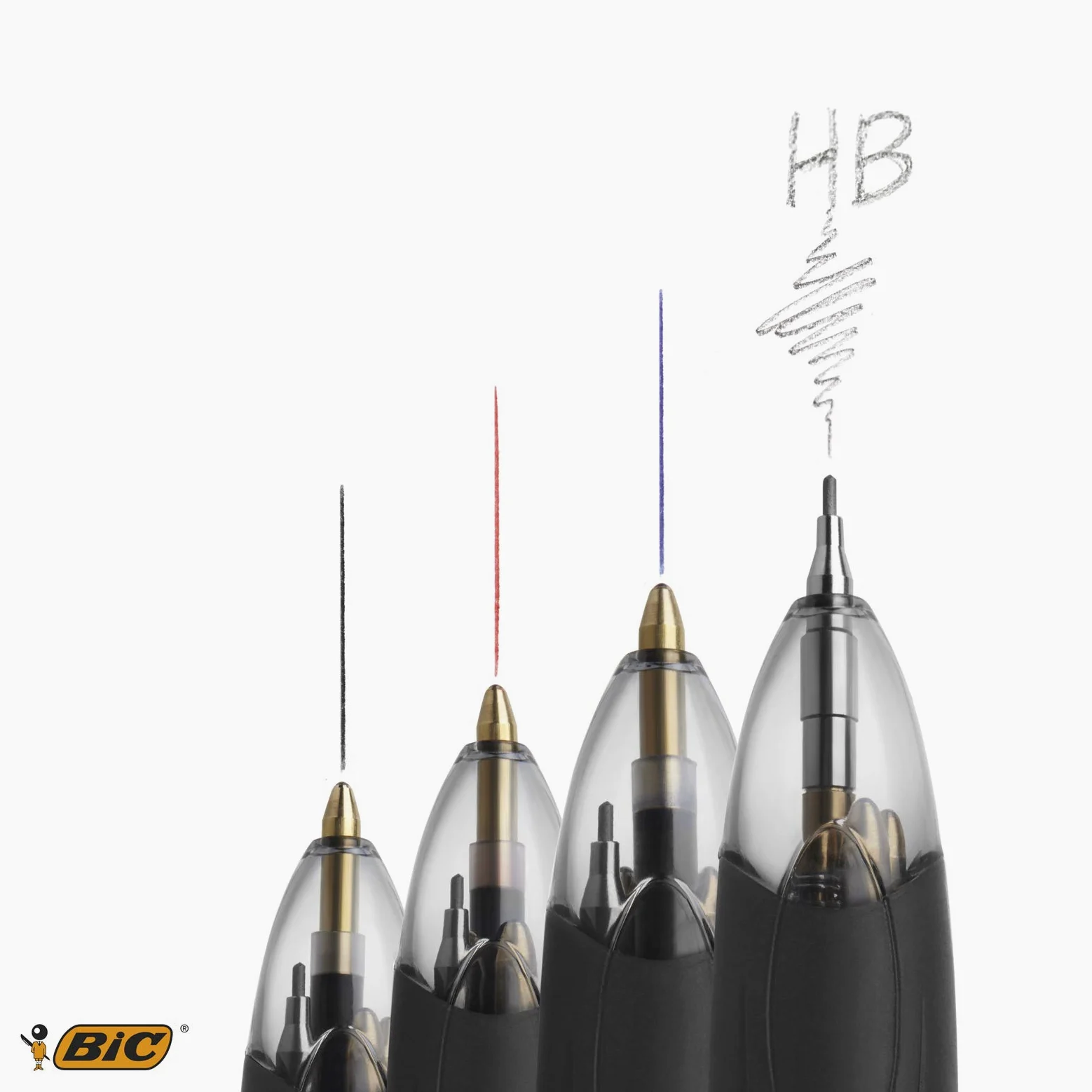 BIC 4 Colori Multifunzione Penna a Sfera a Scatto, 3 Colori (1.0 mm) + 1 Matita Meccanica (0.7 mm), Pacco da 12 Penne & 4 Colori Penne a Sfera a Scatto, Cancelleria Scuola e Ufficio