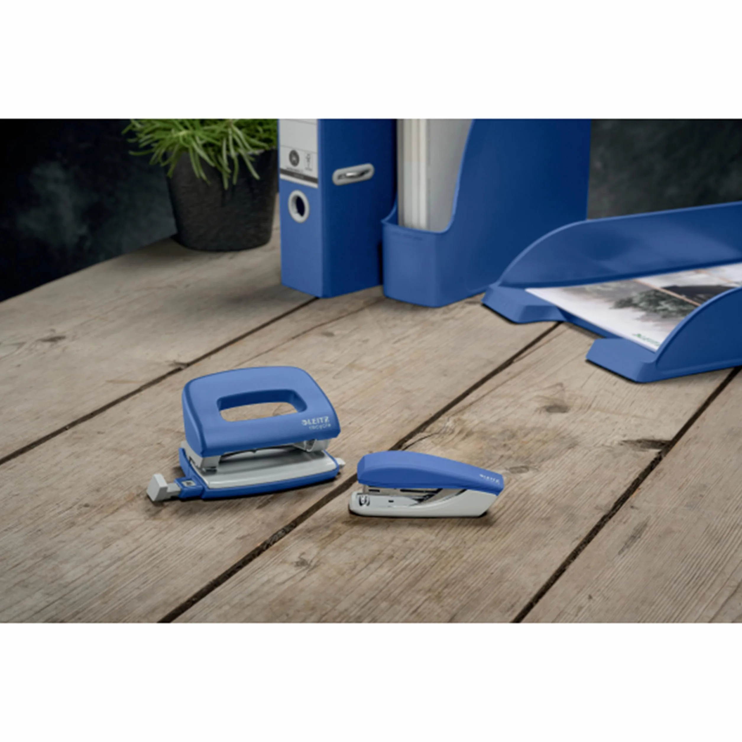 Leitz Recycle - Vaschetta porta documenti A4 ufficio scrivania 5 pezzi Organizer porta corrispondenza Blu