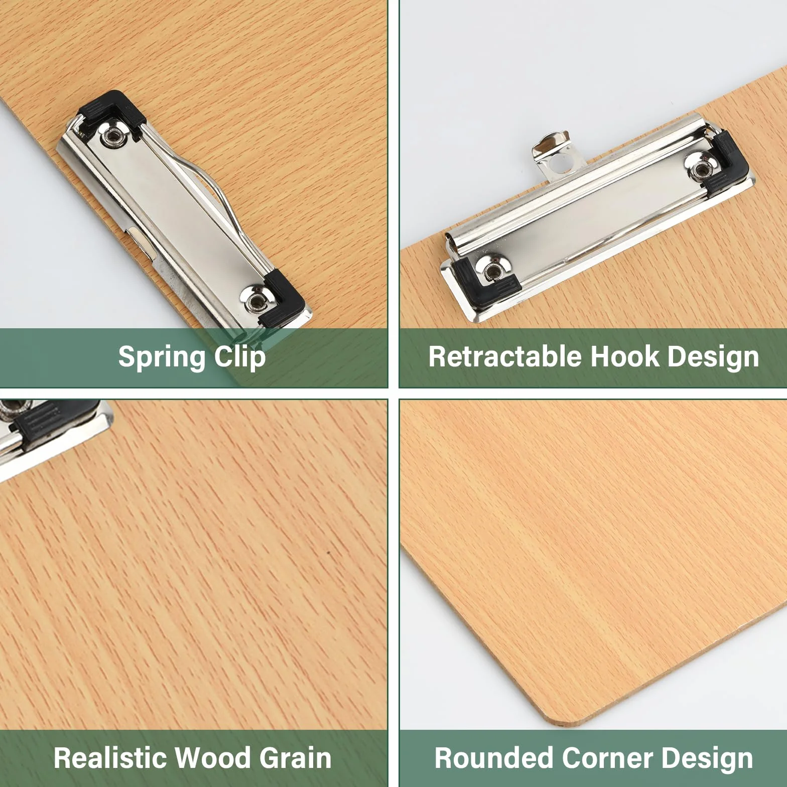 10 Pezzi Portablocco di Legno, Cartellina Rigida con Pinza, Clipboard Menu Board, Appunti Porta-Pad Lavagna da Scrittura, Cartella Portablocco per Scuola Ufficio Cucina Ristoranti (A4)