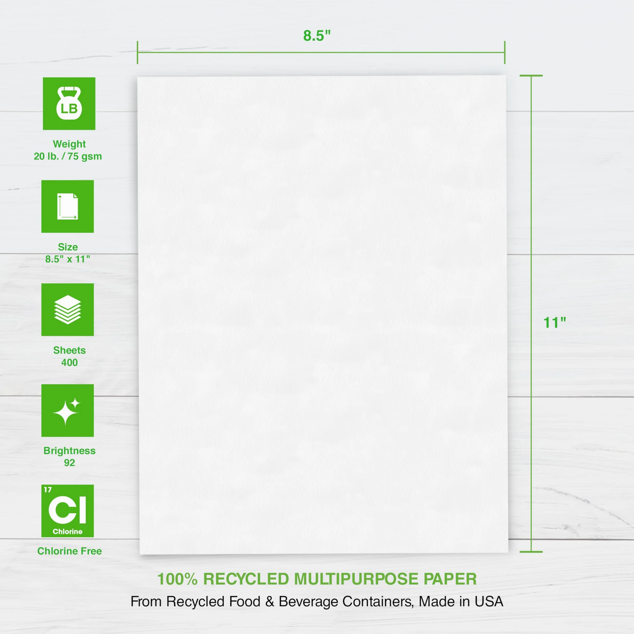 Printworks - Carta multiuso 100% riciclata 3 Reams: 1200 Sheets bianco