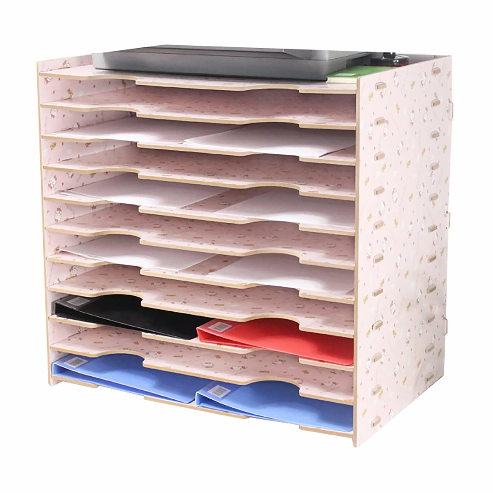 Vassoio Organizer da scrivania in Legno, Vassoio per Fogli Formato A3, impilabile per organizzare la scrivania e Mantenere l'ordine in casa o in Ufficio.