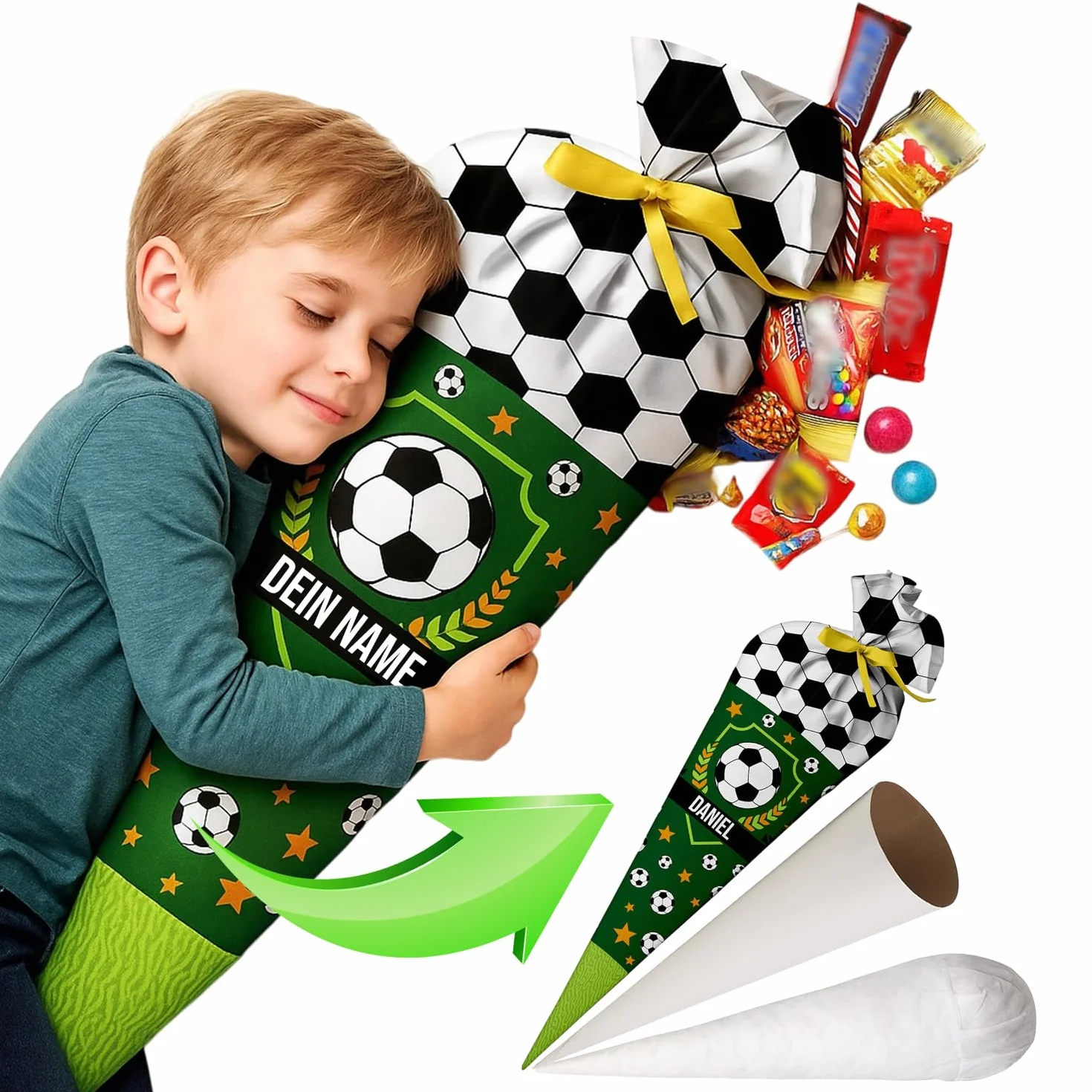 Ferocity School Cone Bag Calcio Borsa Personalizzata, Zucchero in Tessuto 70 cm, Grande Cuscino