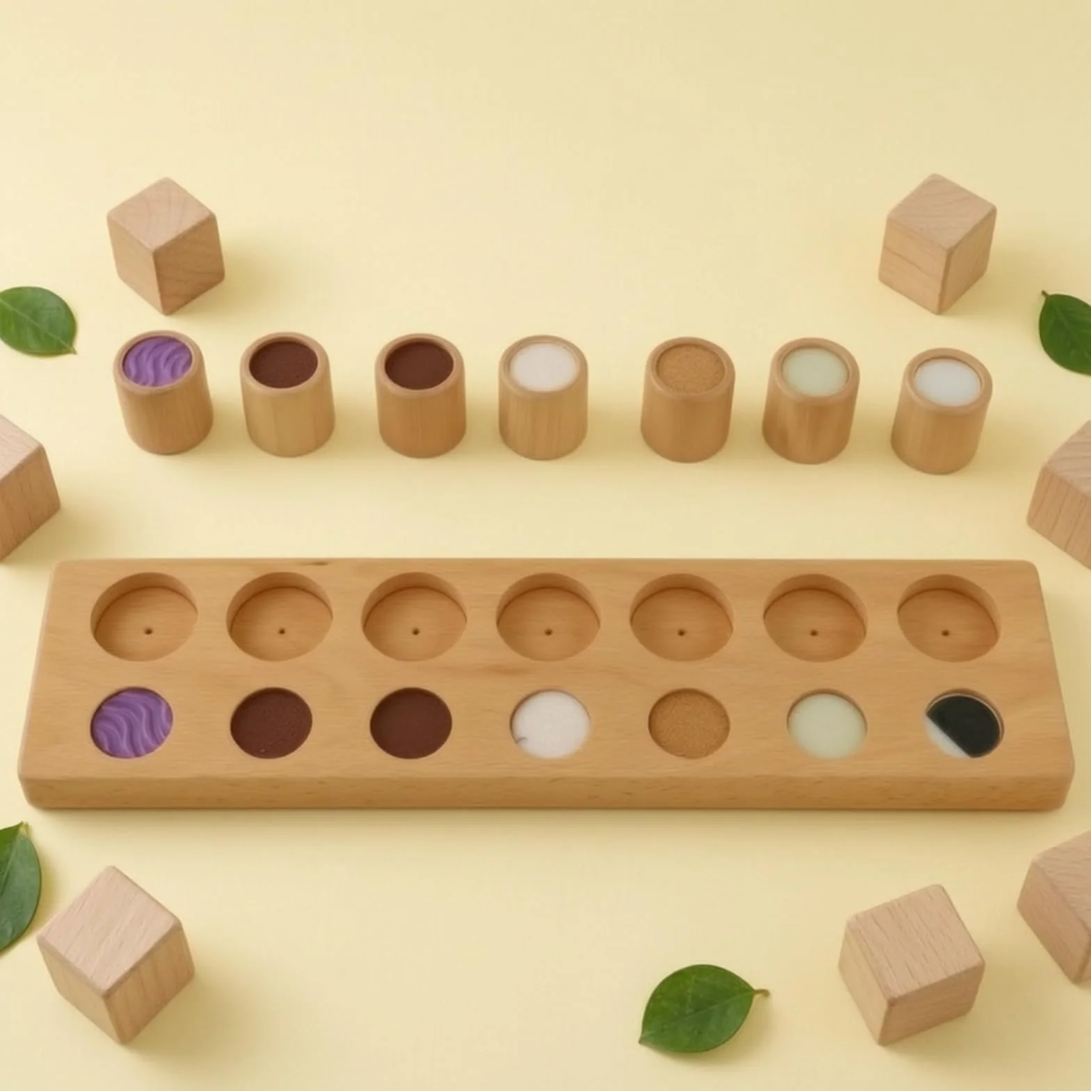 Tavoletta Tattile con Cilindri Didattico Gioco Tattile Pedagogico Sensoriale Pedagogico Tavoletta Sensoriale per Educatori, Neonati, Casa