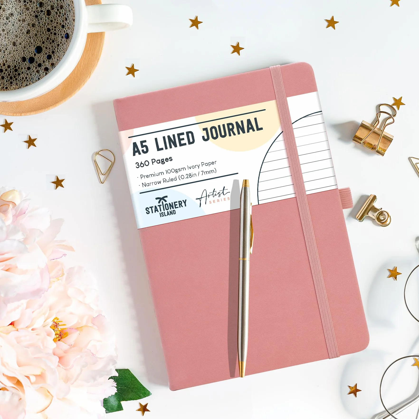 STATIONERY ISLAND Quaderno A5 Righe, 360 Pagine, Copertina Rigida, 100 g/m²