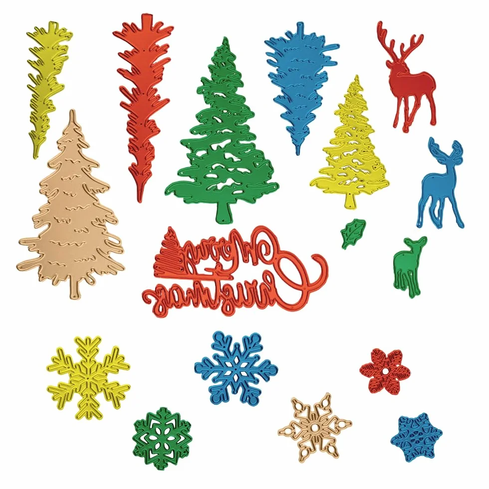 Fustelle Natalizie a Forma di Albero di Natale e Fiocco di Neve, Fustelle in Metallo 3D per Scrapbooking
