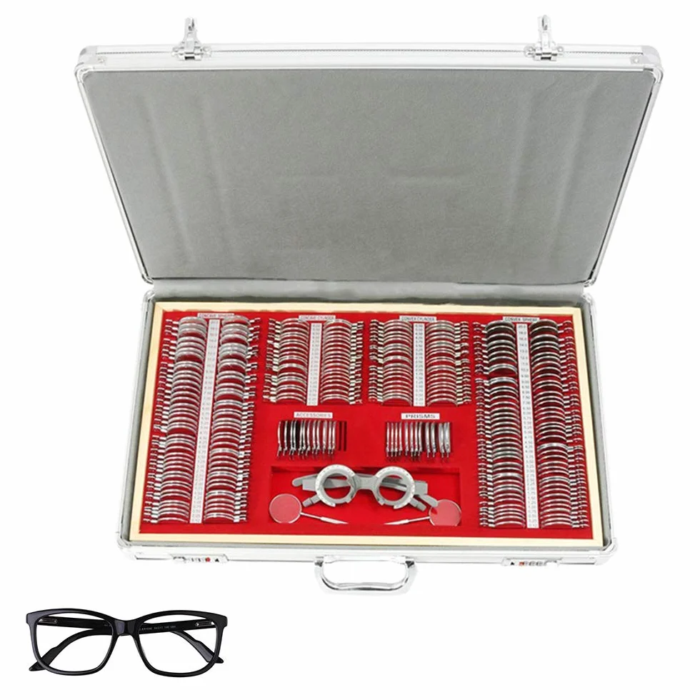 Set di 266 lenti di prova, in metallo, optometry, ottiche, lenti ottiche, lenti con bordo in metallo con ottometria, telaio di prova per la risonanza magnetica per ottici e cliniche oculari