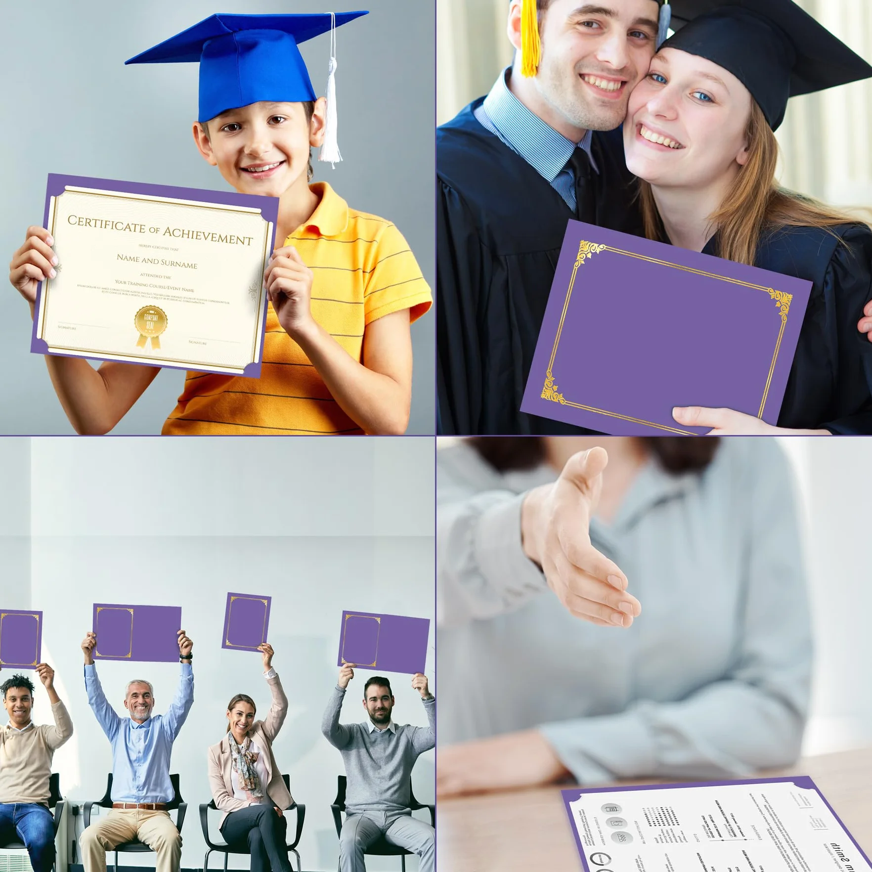 HAUTOCO Confezione da 30 titolari per certificati, buste per diploma, buste per documenti, premio e certificati, con bordo in lamina dorata, per lettere da 21,5 x 28,5 cm