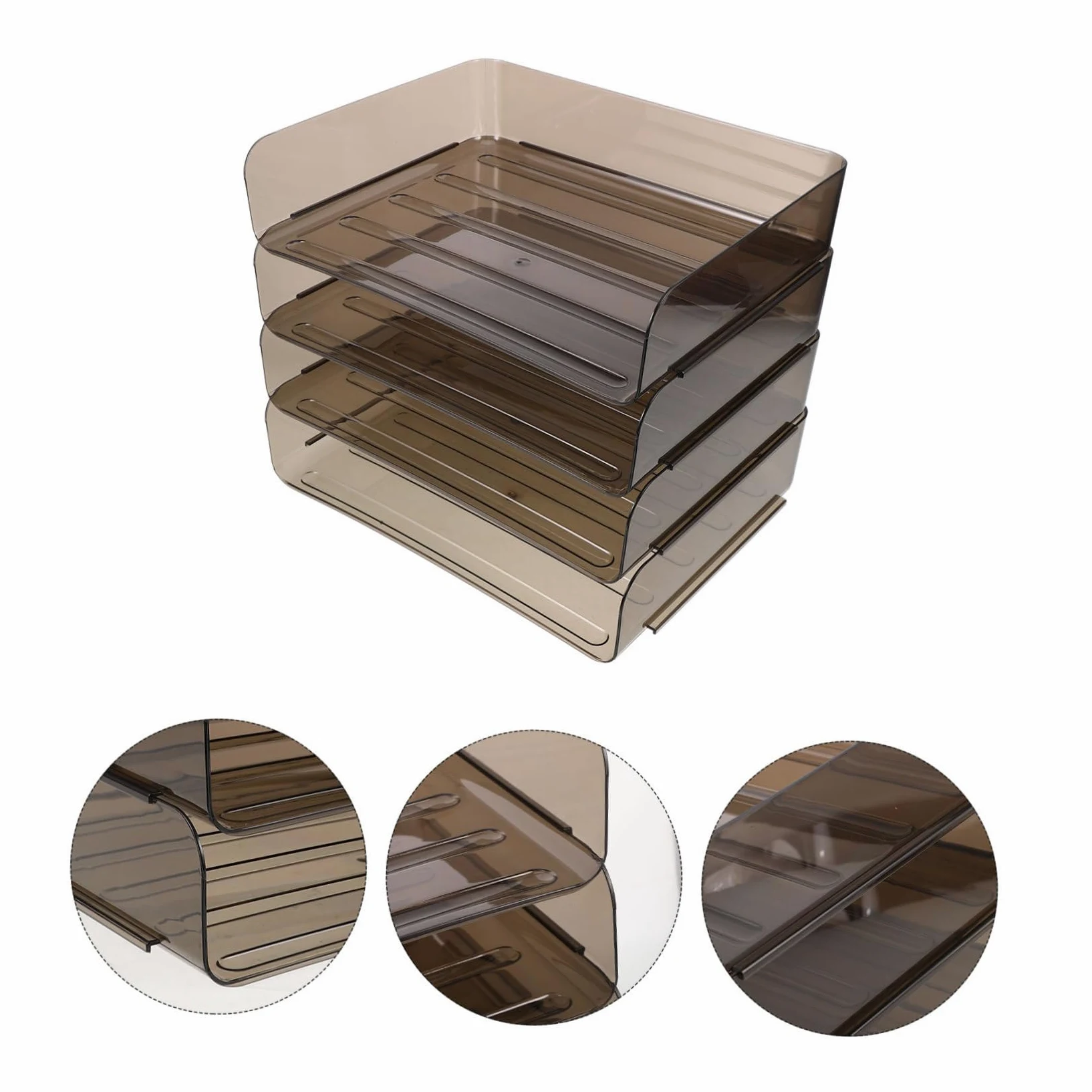 Organizzatore di File da Scrivania A4 Acrilico Marrone | Decorazioni Scuola, Multi Layer Stackable Design per Studio Environments e Office, Desk File Organizer