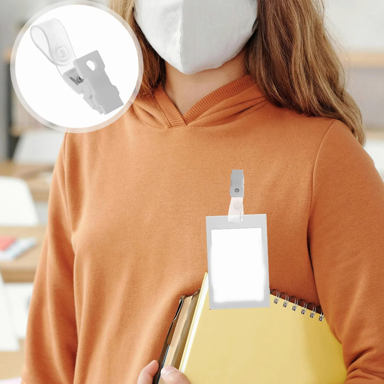 Abaodam Clip per Badge Identificativo in Pvc Bianco 100 Pezzi, Porta Tesserino Resistente e Non Facile da Deformare, Design Semplice per Utilizzo Professionale