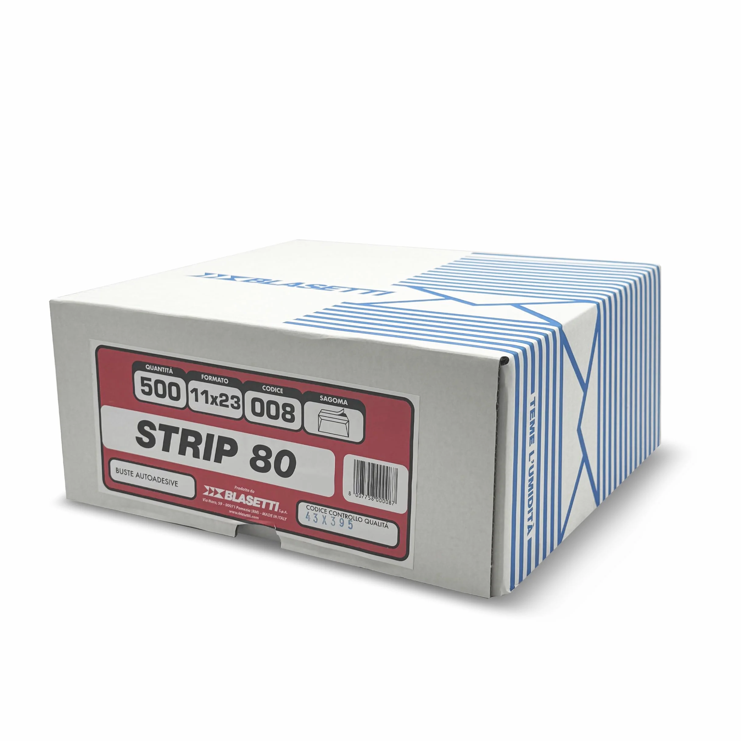 BUSTE LETTERA BLASETTI STRIP 80 FSC 11x23 cm AUTOADESIVE BIANCO 80 GR SCATOLA 500 PZ