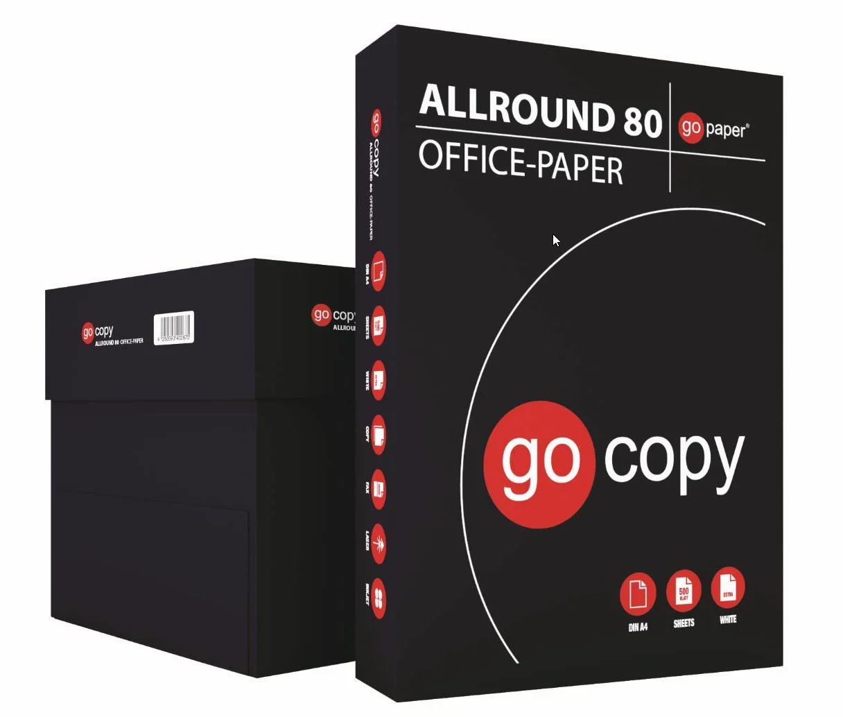 2.500 fogli di carta per fotocopie ALLROUND DIN A4 80 g/m² senza | legno, bianco brillante, FSC EU-ECOLABEL (5x 500 fogli)