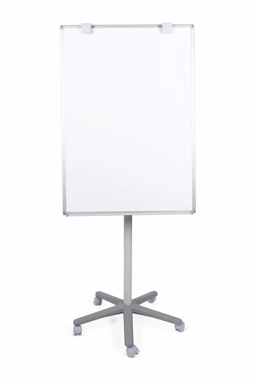 Lavagna Portoblocco Mobile Grigia Con Lavagna Magnetica E Cornice in Aluminio Anodizzato Grigia, Base Portatile Con 5 Rotelle Bloccabile, Dimensione Lavagna Euro - 700 x 1000 mm